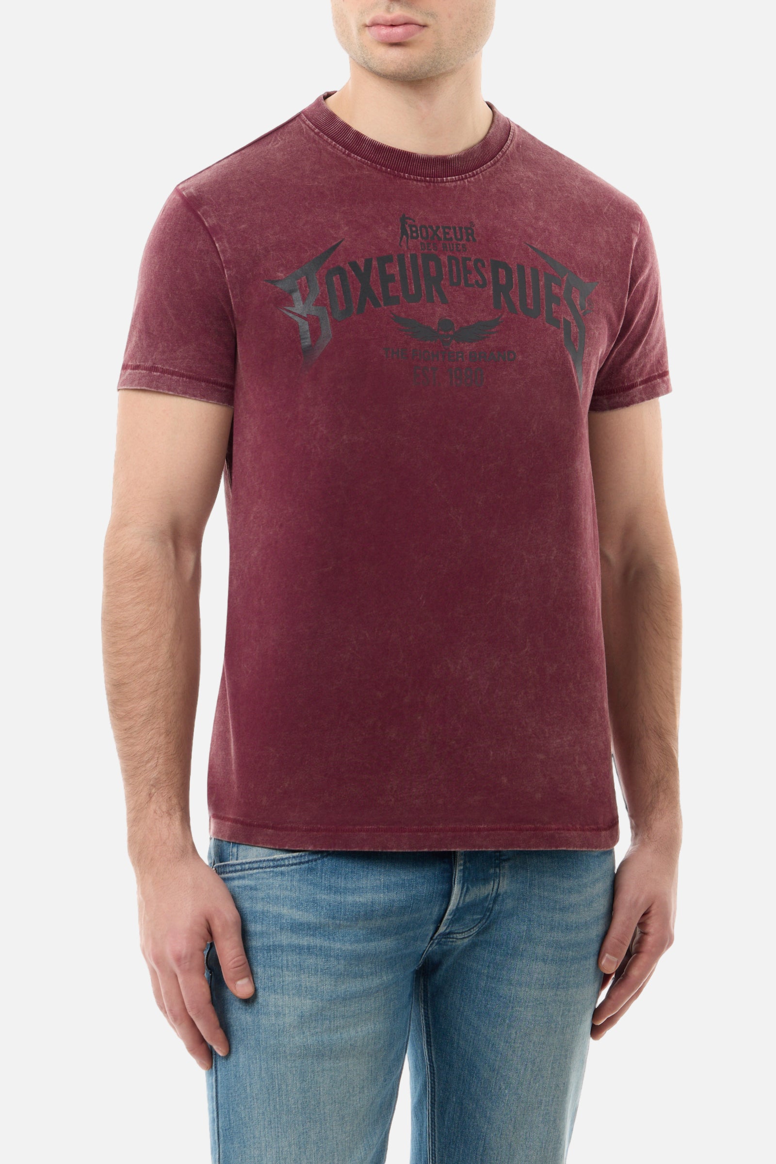 Graphic T-Shirt in Bordeaux Acid T-Shirts Boxeur des Rues