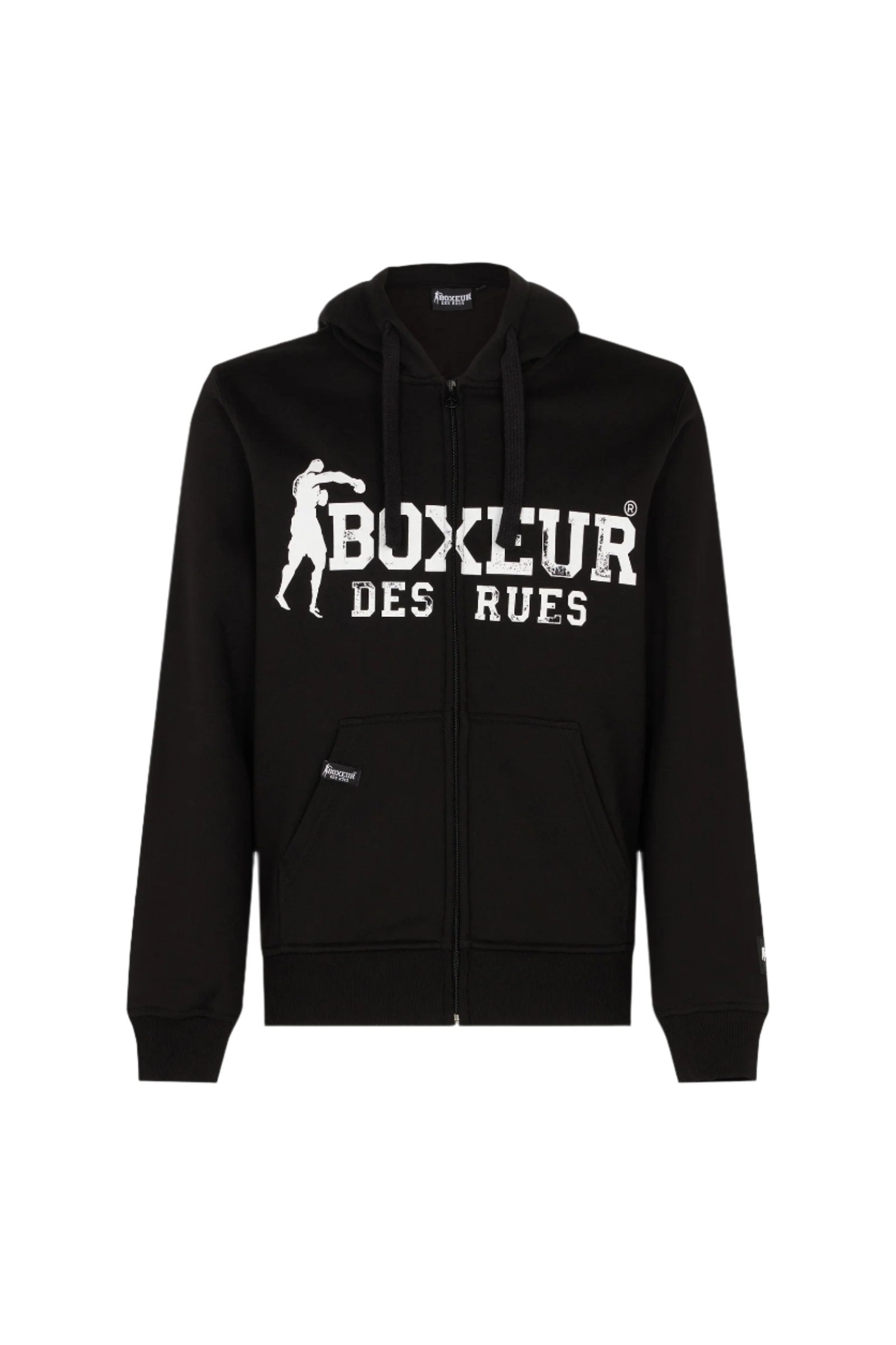 Hoodie Full Zip With Patch in Black-White Sweatjacken Boxeur des Rues