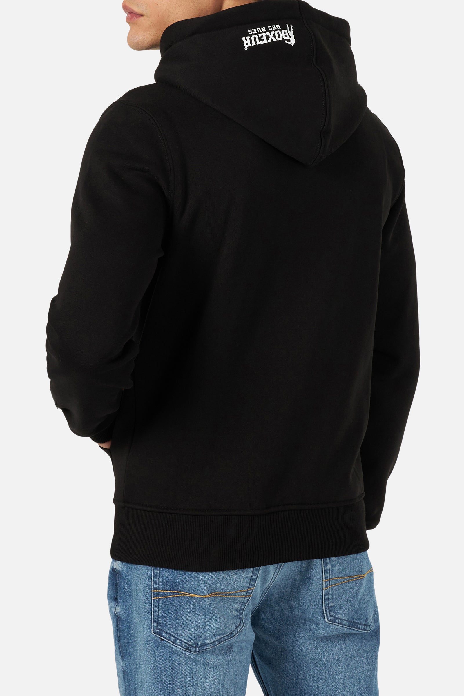 Hoodie Full Zip With Patch in Black-White Sweatjacken Boxeur des Rues