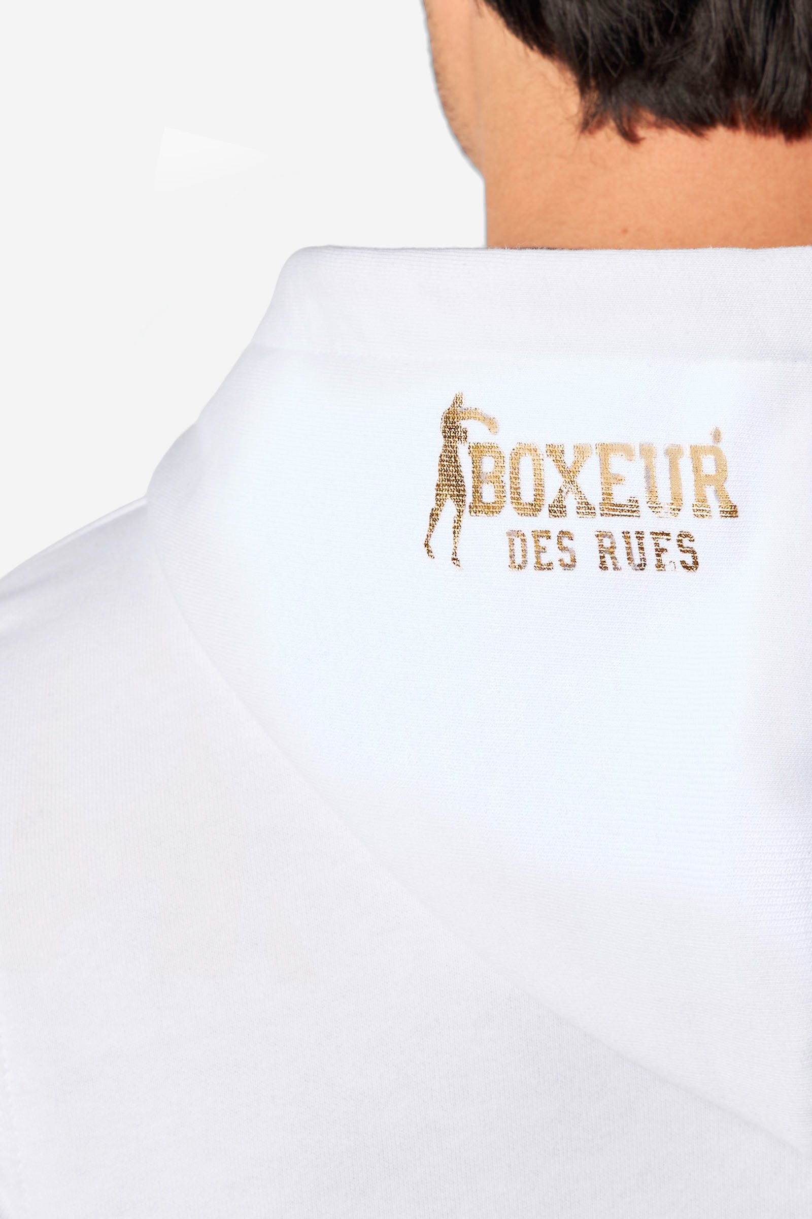 Hoodie Full Zip With Patch in White-Gold Sweatjacken Boxeur des Rues