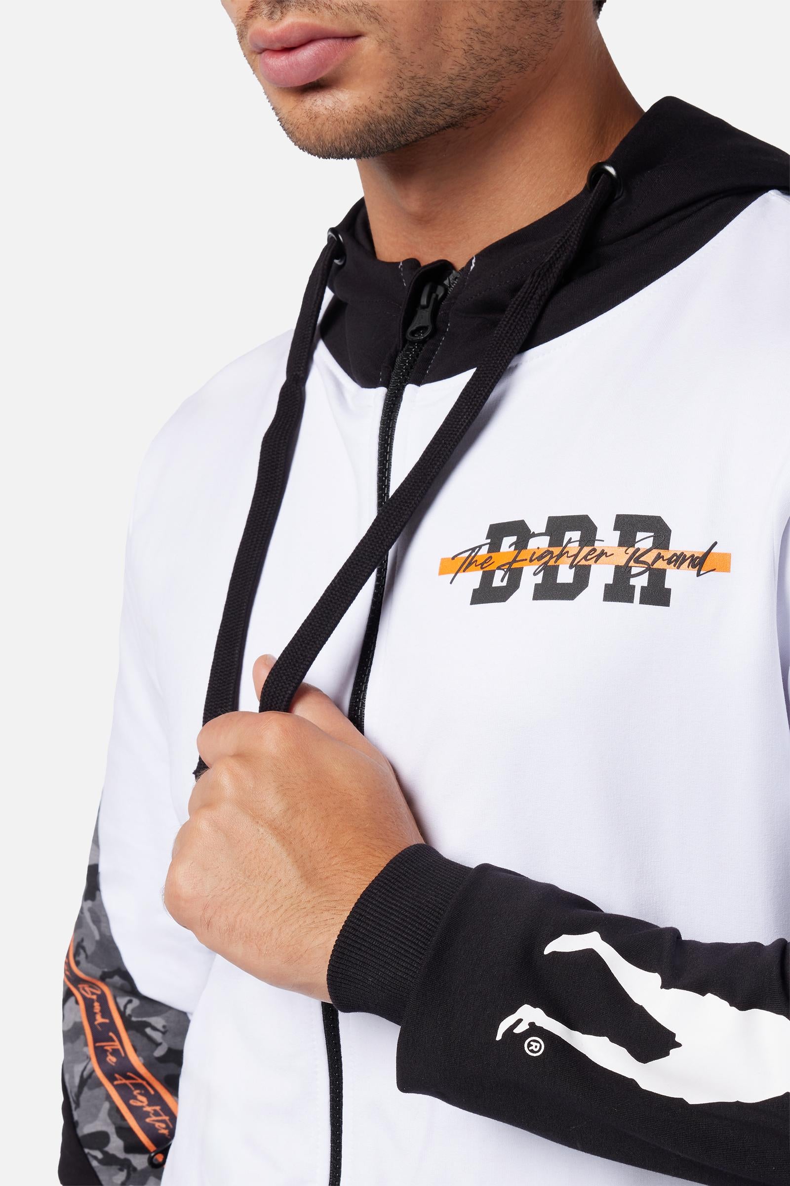 Hoodie Full Zip Sweatshirt in Black-White Sweatjacken Boxeur des Rues
