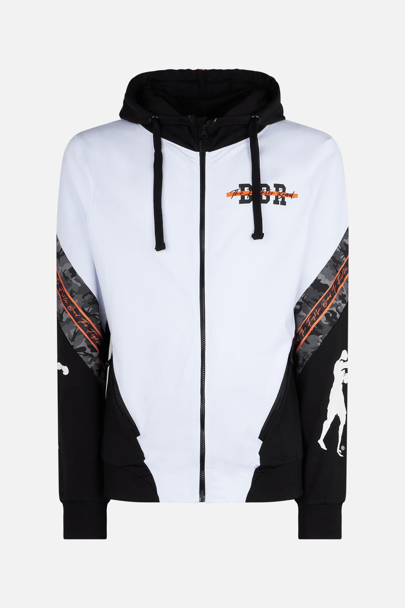 Hoodie Full Zip Sweatshirt in Black-White Sweatjacken Boxeur des Rues
