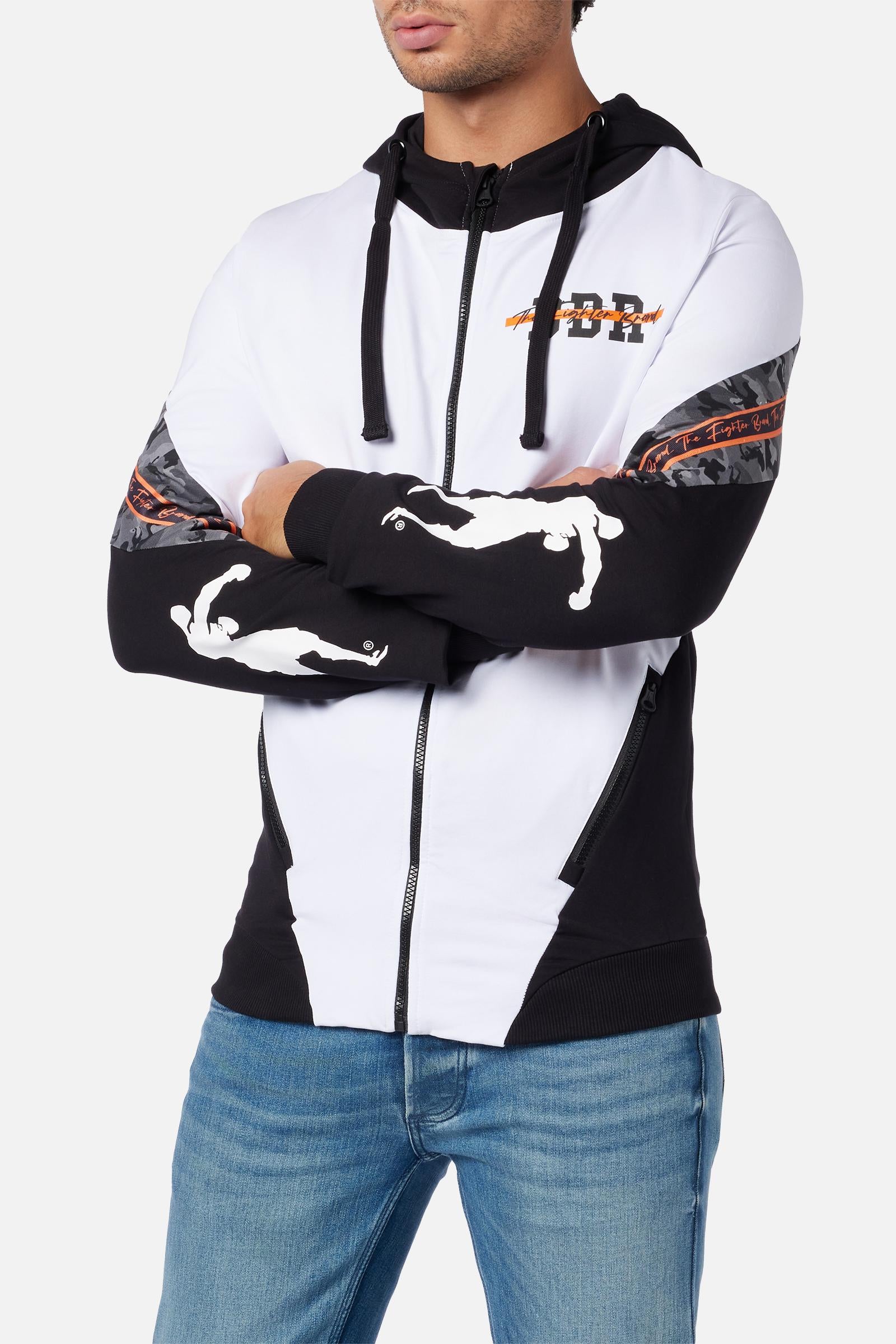 Hoodie Full Zip Sweatshirt in Black-White Sweatjacken Boxeur des Rues
