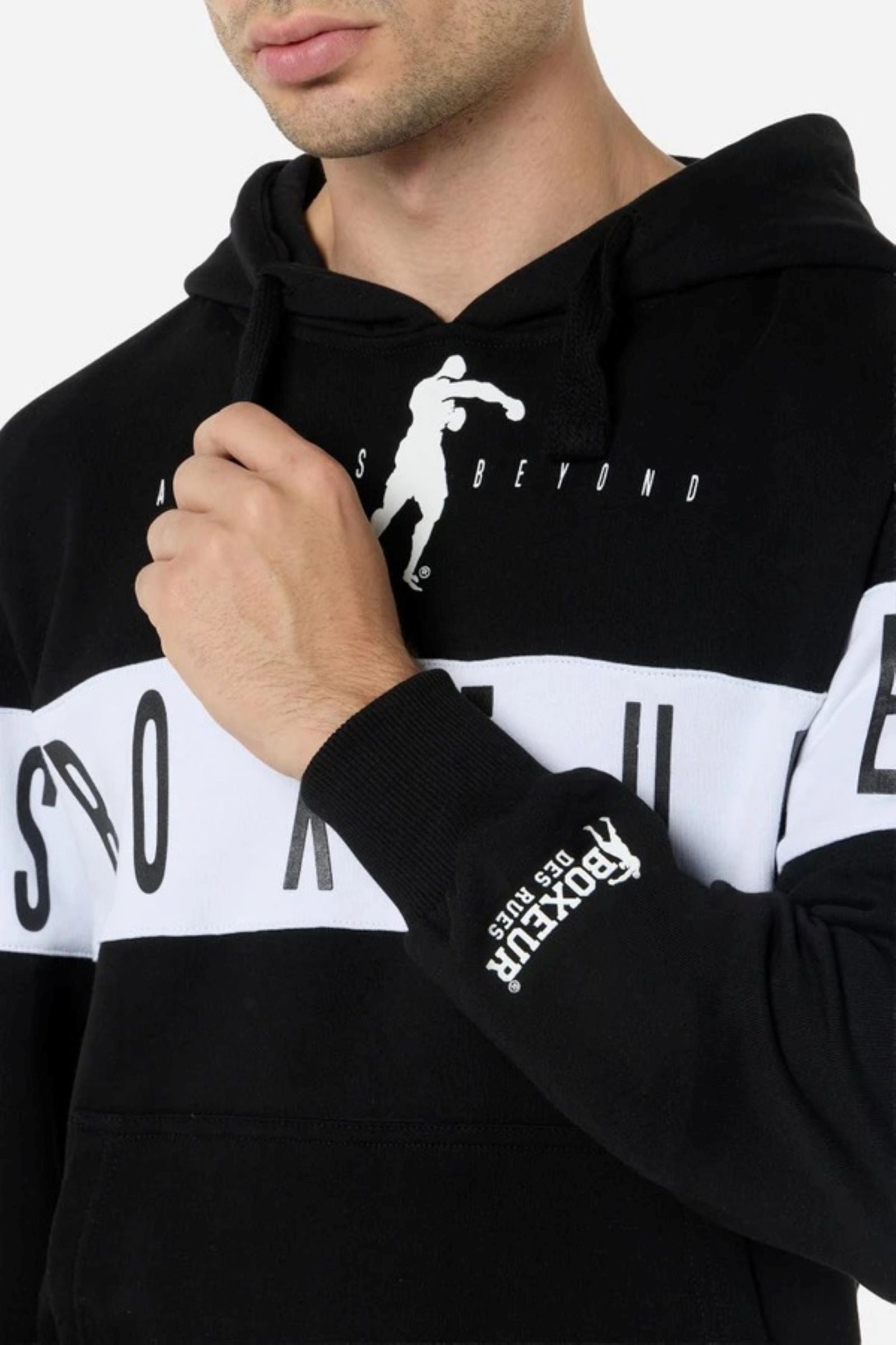 Hoodie With Insert in Black Kapuzenpullover Boxeur des Rues