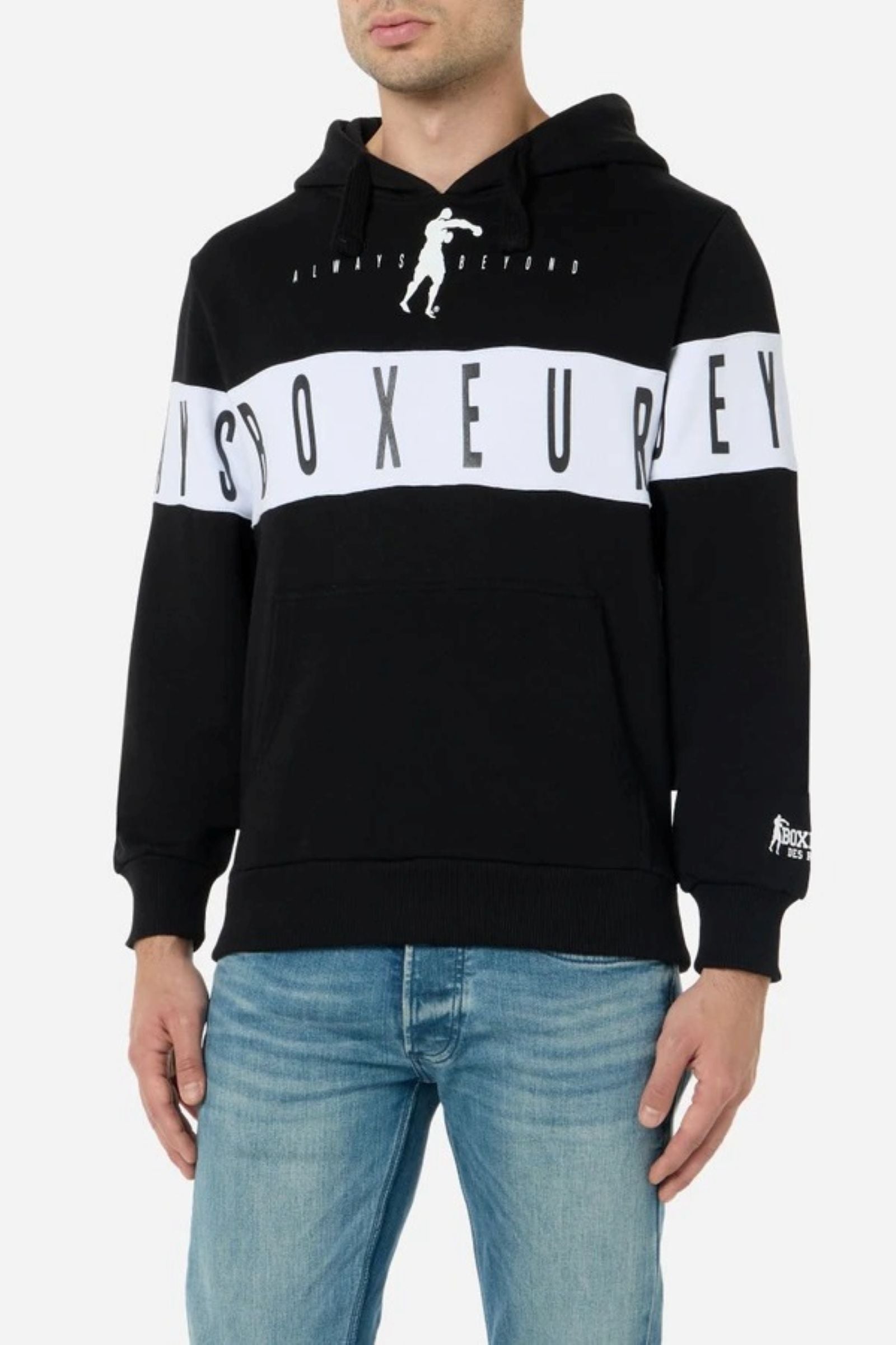 Hoodie With Insert in Black Kapuzenpullover Boxeur des Rues