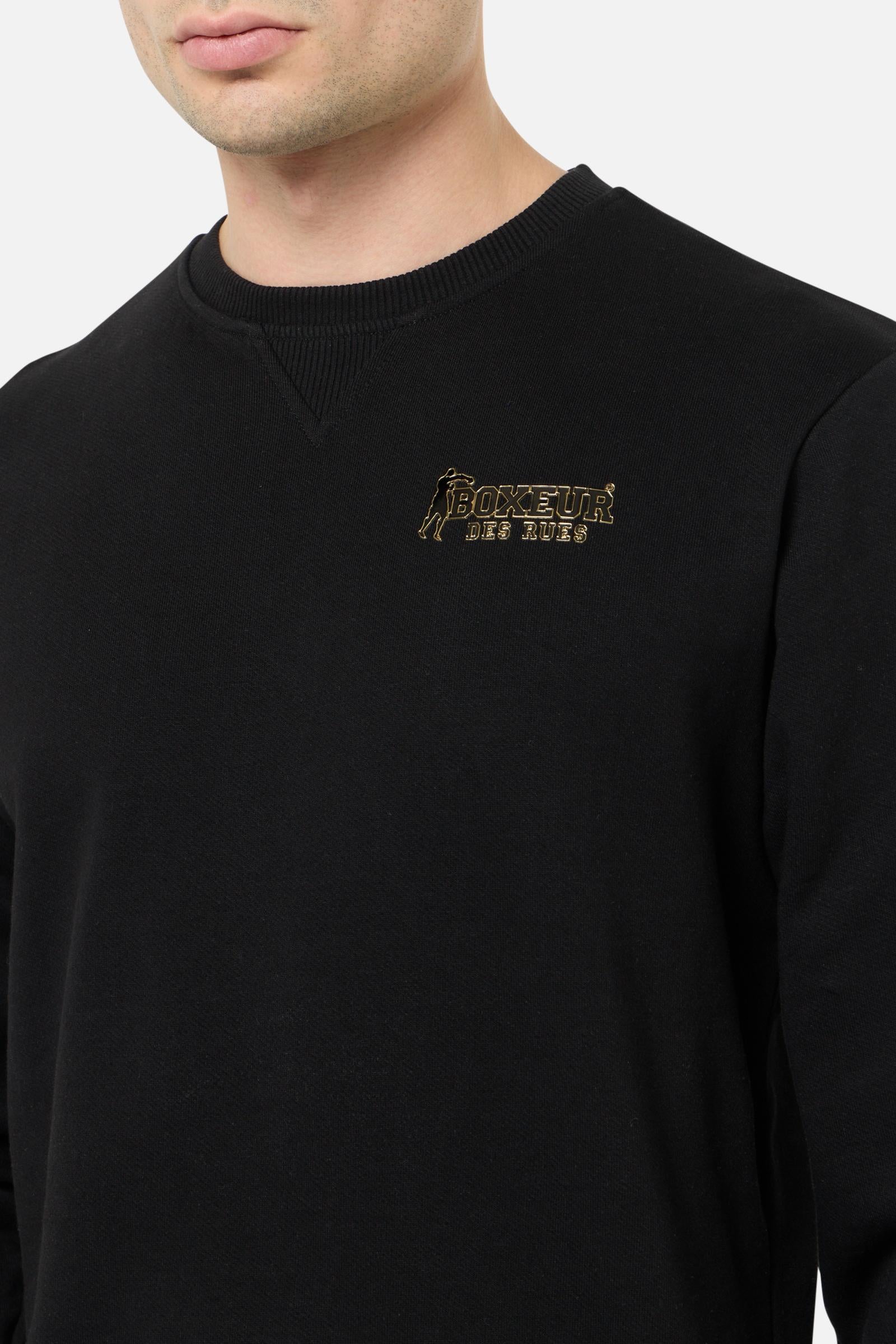 Basic Round Neck Sweatshirt in Black-Gold Sweatshirts Boxeur des Rues