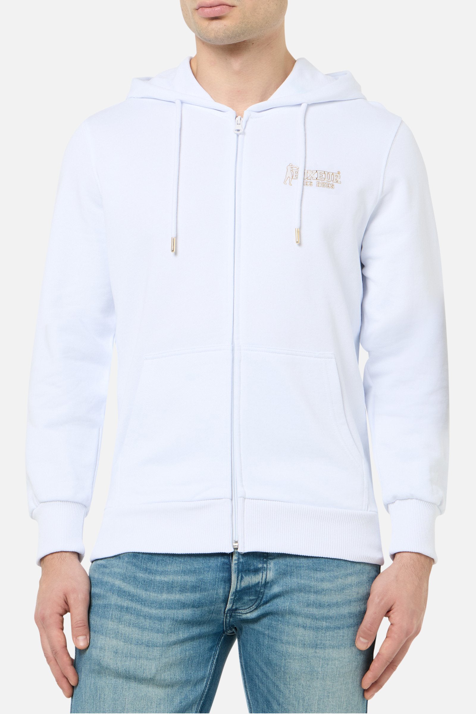 Basic Full Zip Hoodie in White-Gold Sweatjacken Boxeur des Rues