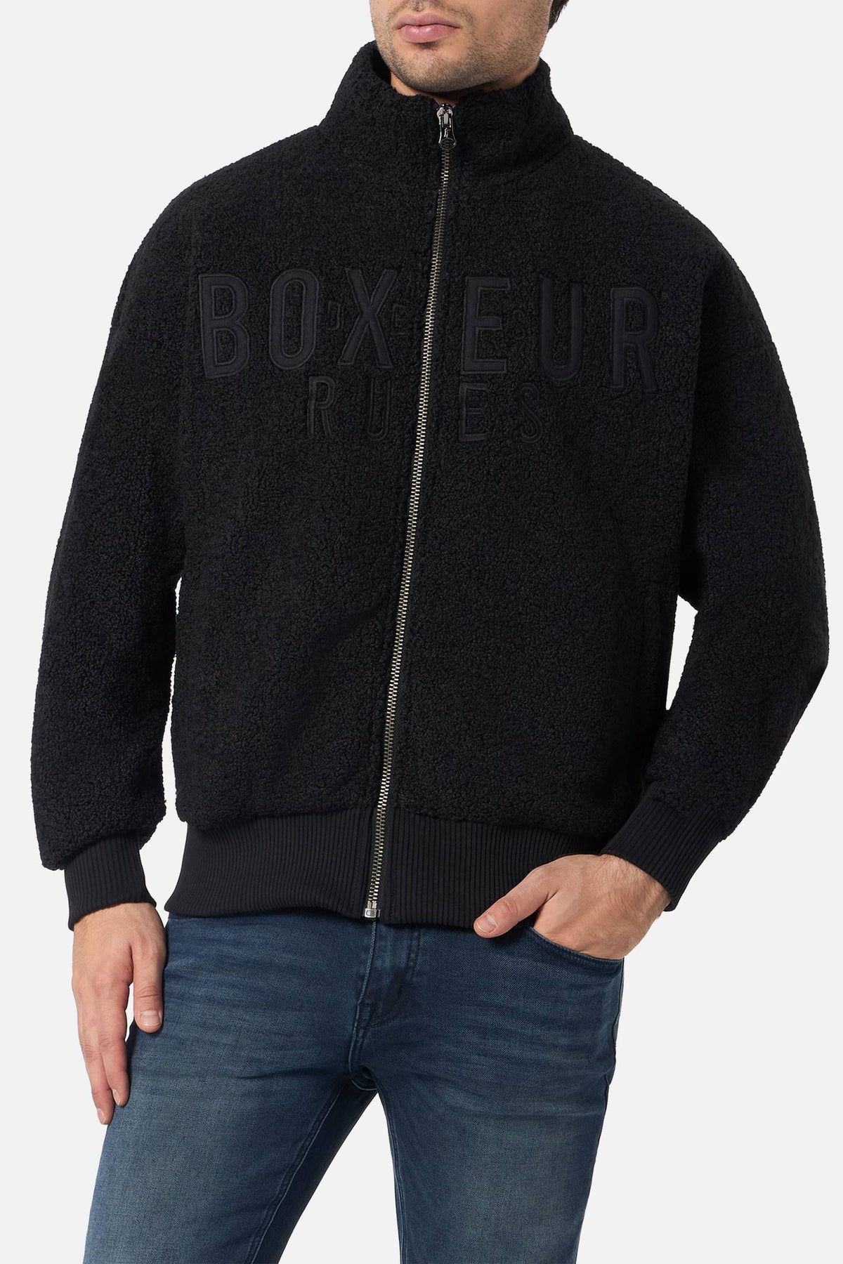 Sherpajacke Embroidered in Black Sweatjacken Boxeur des Rues