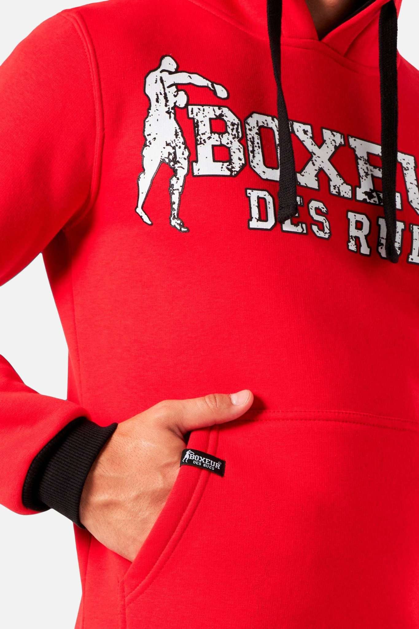 Man Hoodie Sweatshirt in Red Kapuzenpullover Boxeur des Rues
