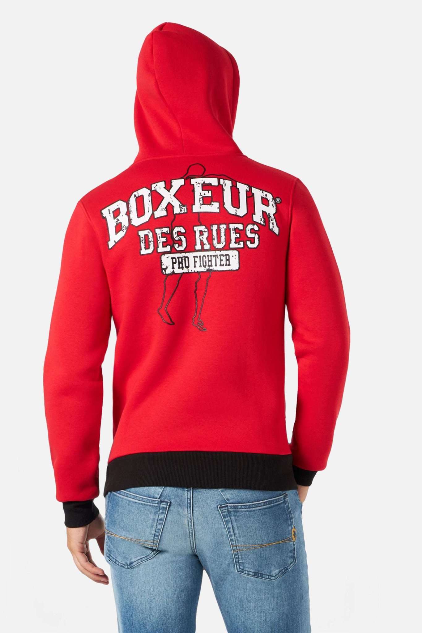Man Hoodie Sweatshirt in Red Kapuzenpullover Boxeur des Rues