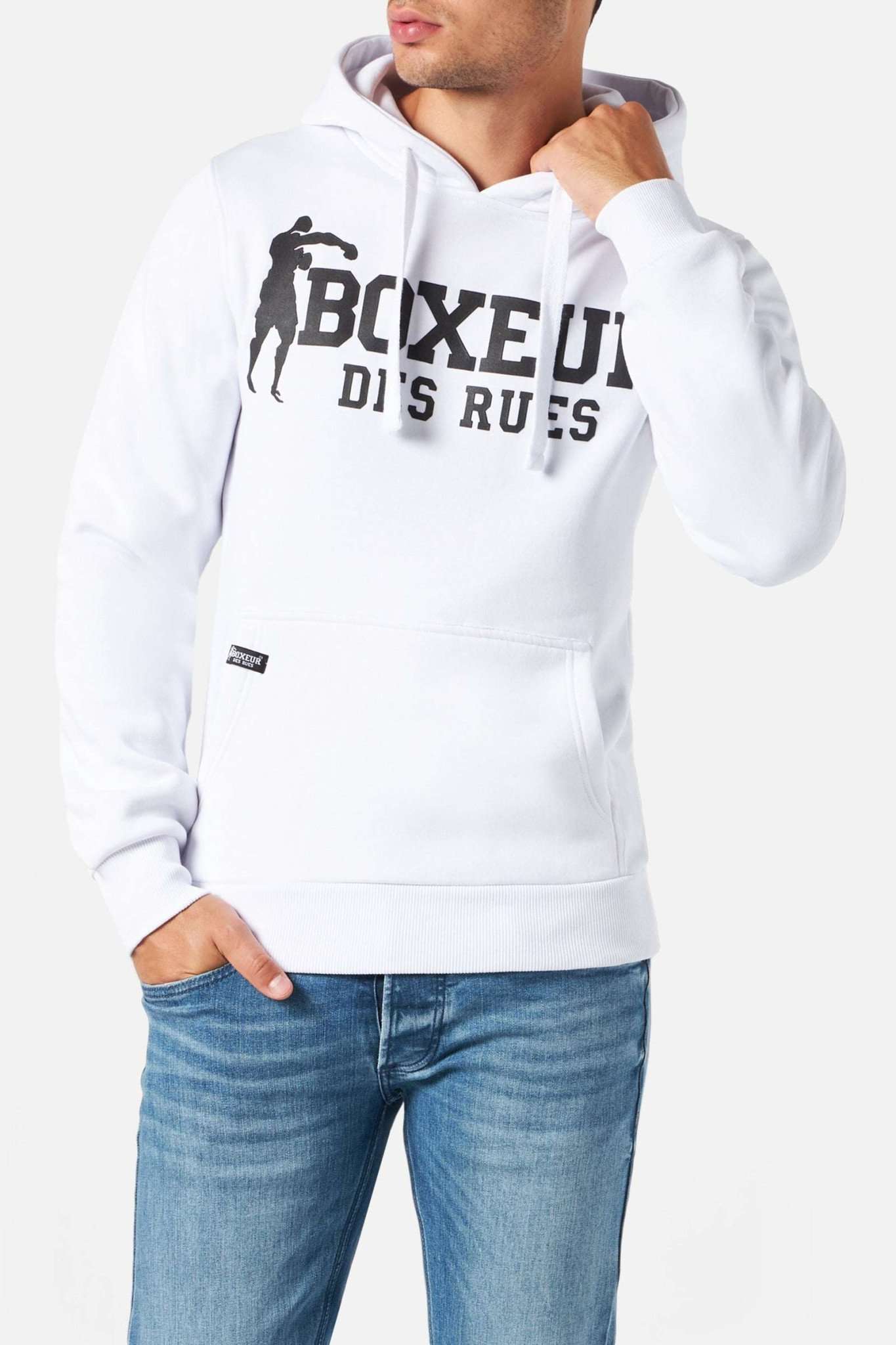 Man Hoodie Sweatshirt in Whiteblack Kapuzenpullover Boxeur des Rues   