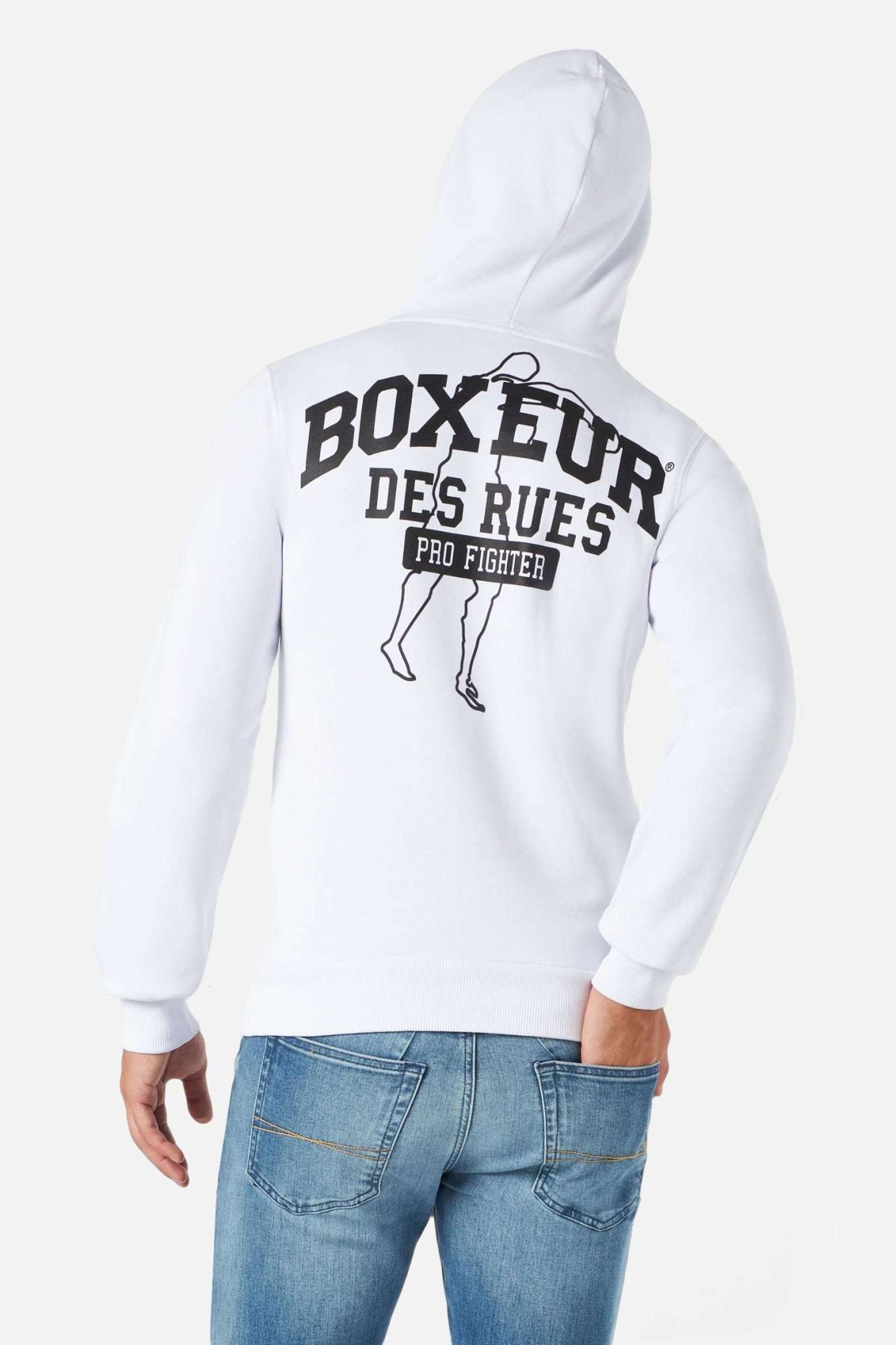 Man Hoodie Sweatshirt in Whiteblack Kapuzenpullover Boxeur des Rues   