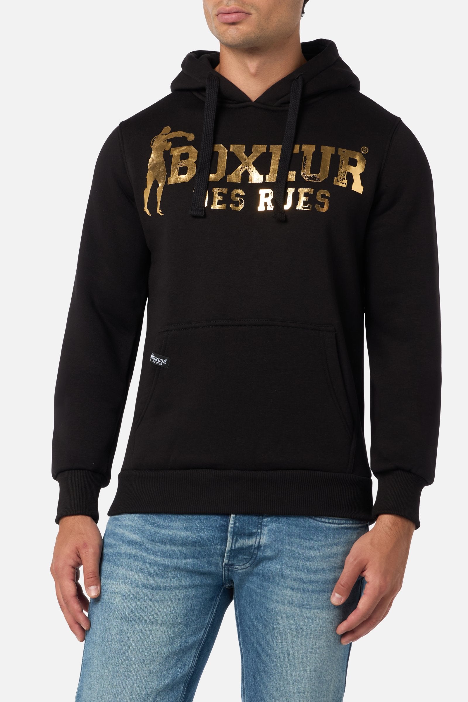 Hoodie Sweatshirt in Black-Gold Kapuzenpullover Boxeur des Rues