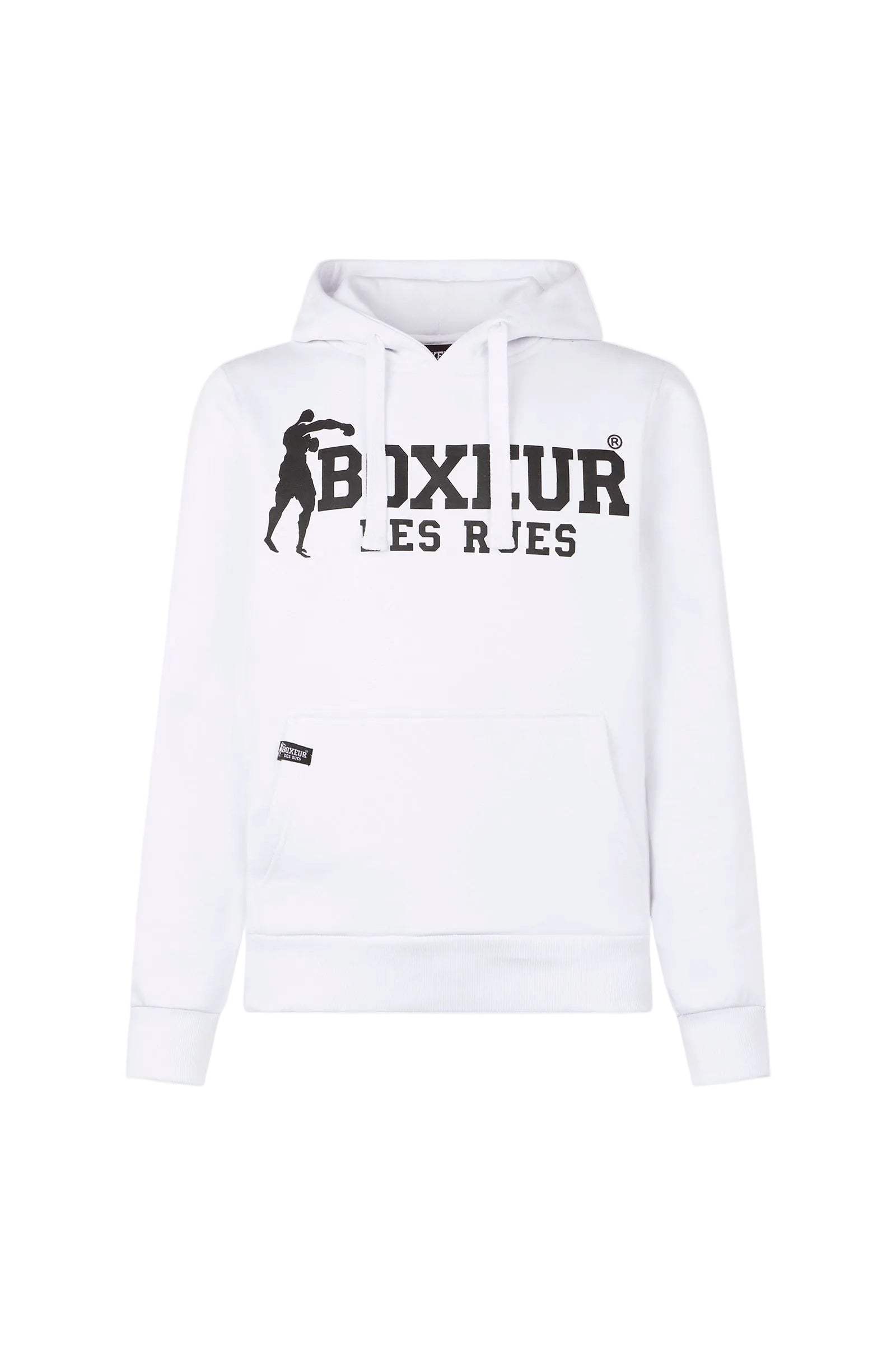 Hooded Full Zip Sweatshirt in White-Black