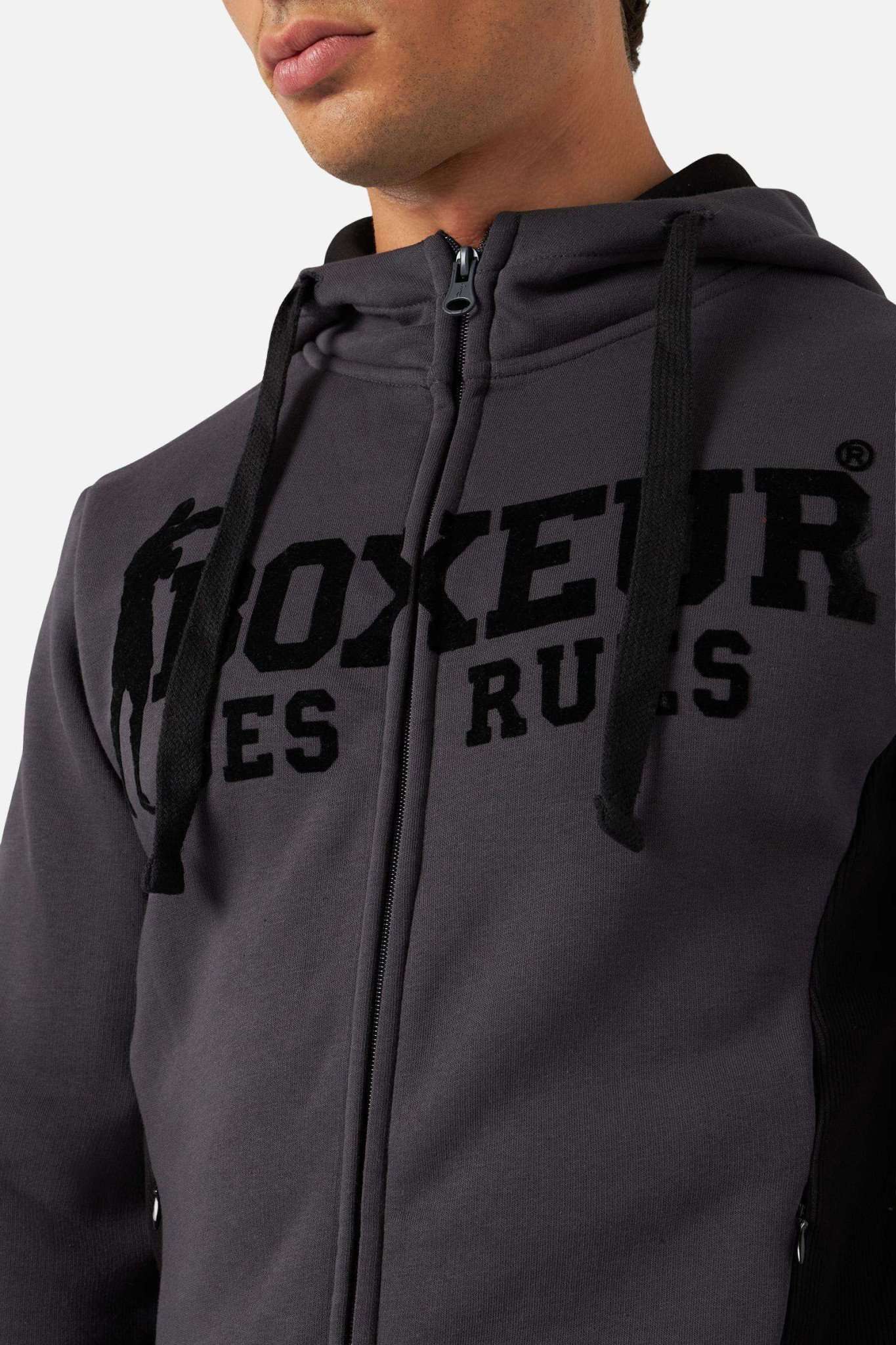 Hooded Full Zip Sweatshirt in Anthracite Sweatjacken Boxeur des Rues   