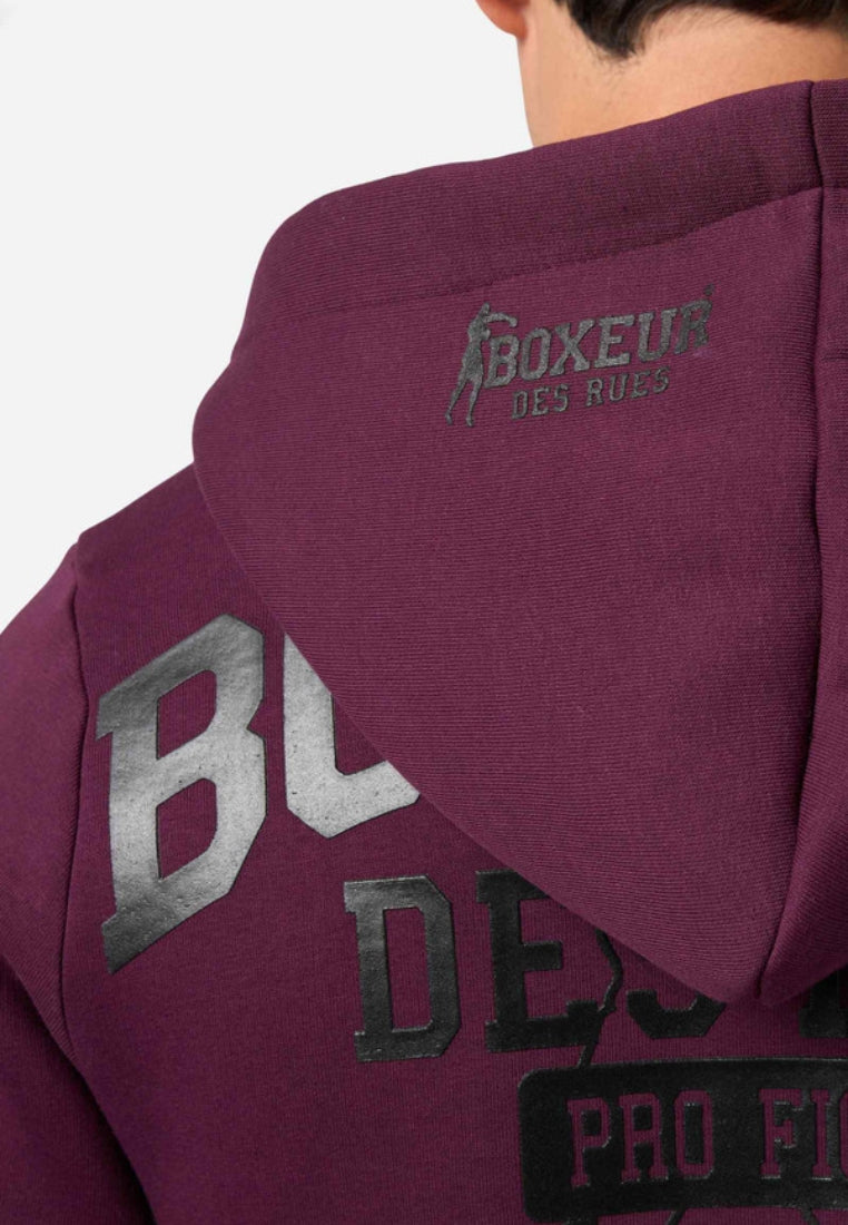 Hooded Full Zip Sweatshirt in Wine Sweatjacken Boxeur des Rues