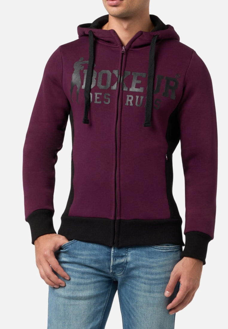 Hooded Full Zip Sweatshirt in Wine Sweatjacken Boxeur des Rues