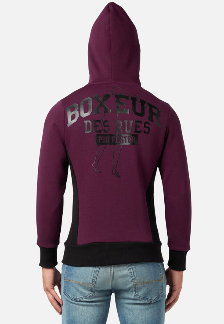 Hooded Full Zip Sweatshirt in Wine Sweatjacken Boxeur des Rues