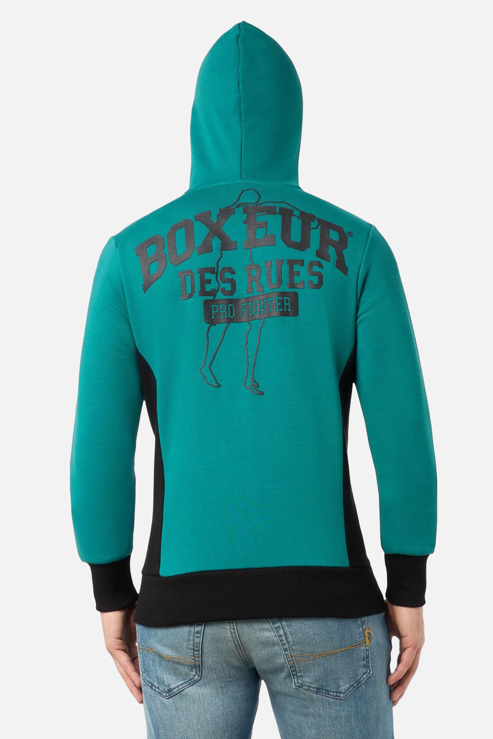 Hooded Full Zip Sweatshirt in Aston Green Sweatjacken Boxeur des Rues