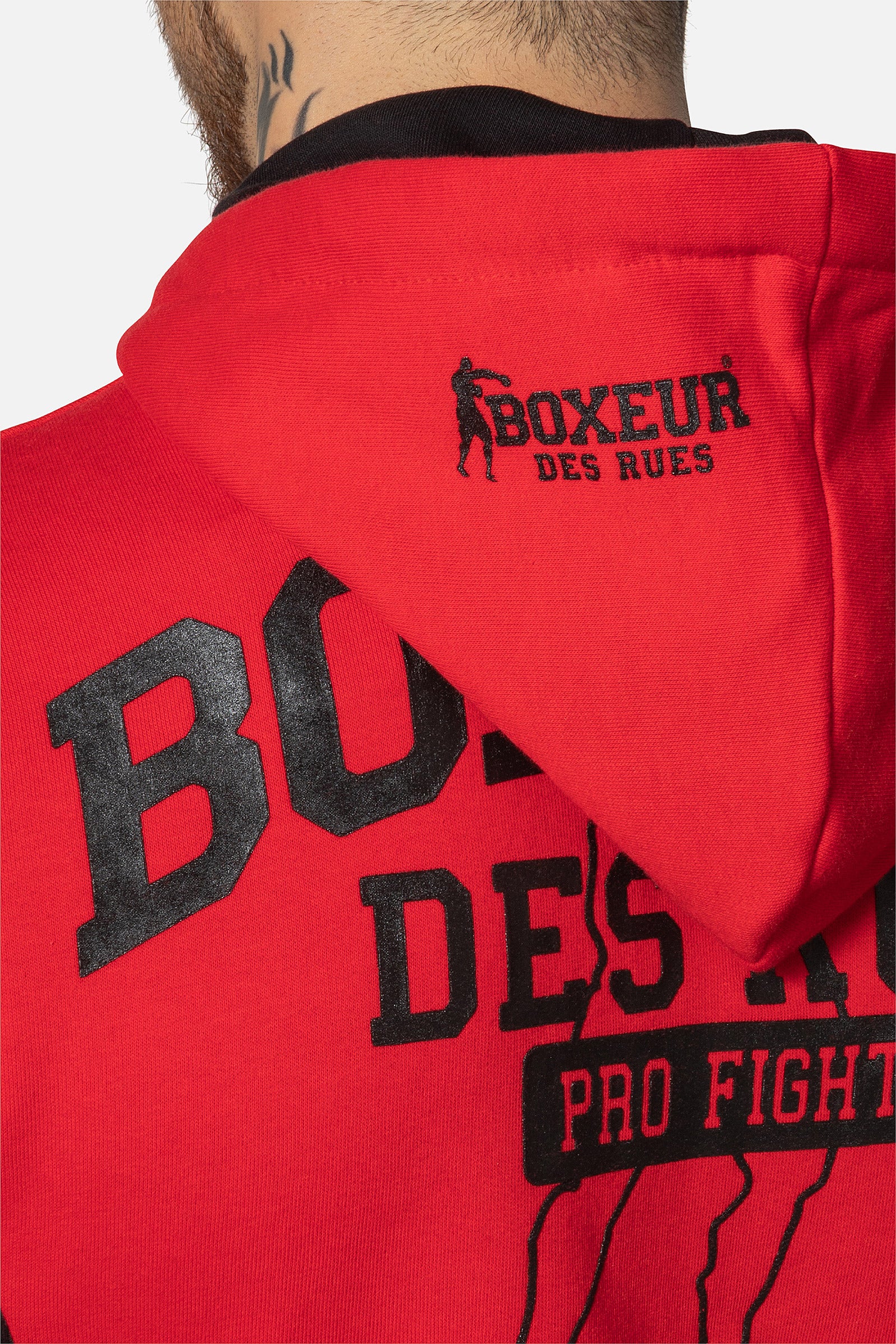 Hooded Full Zip Sweatshirt in Red Sweatjacken Boxeur des Rues