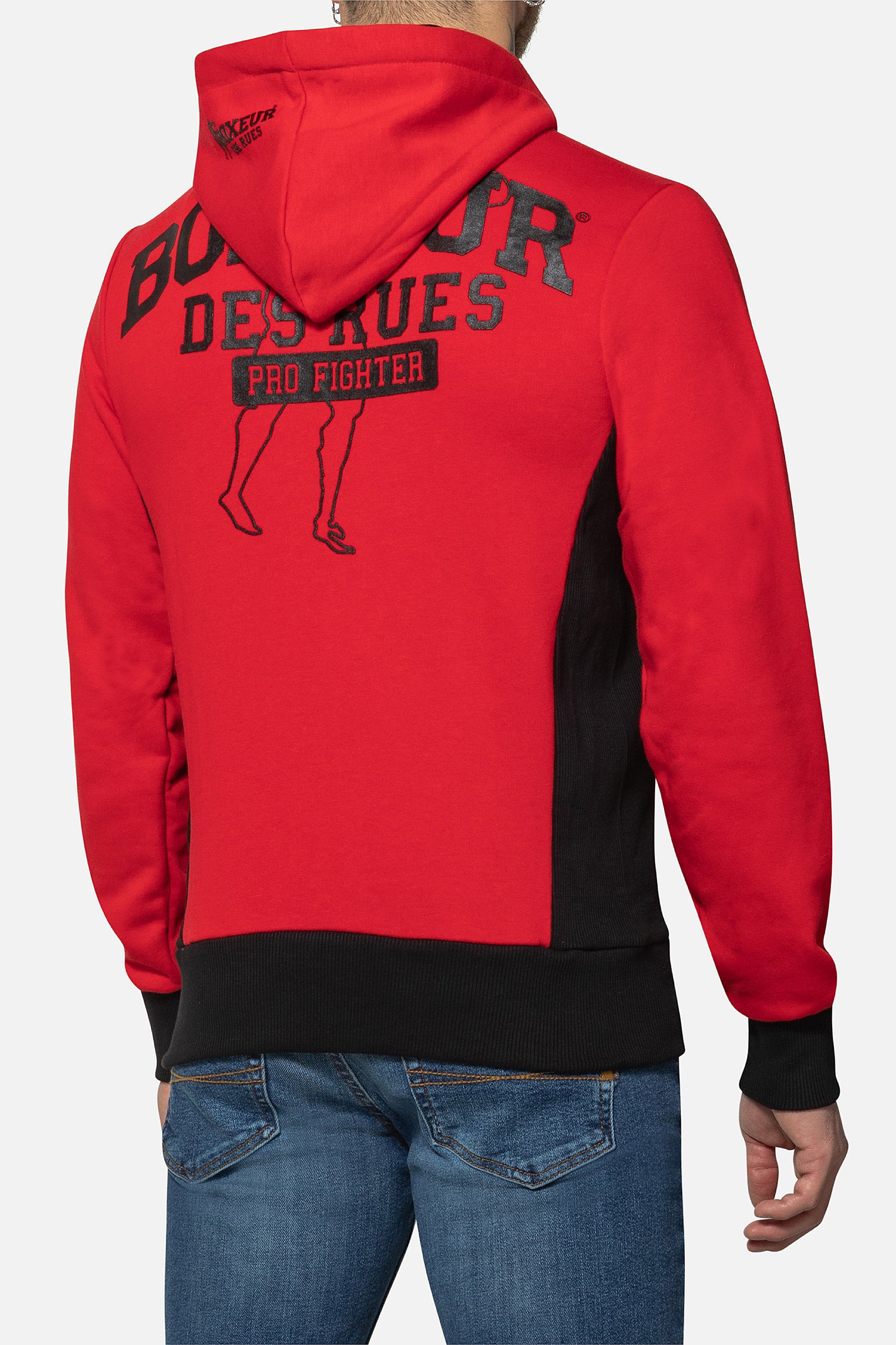 Hooded Full Zip Sweatshirt in Red Sweatjacken Boxeur des Rues