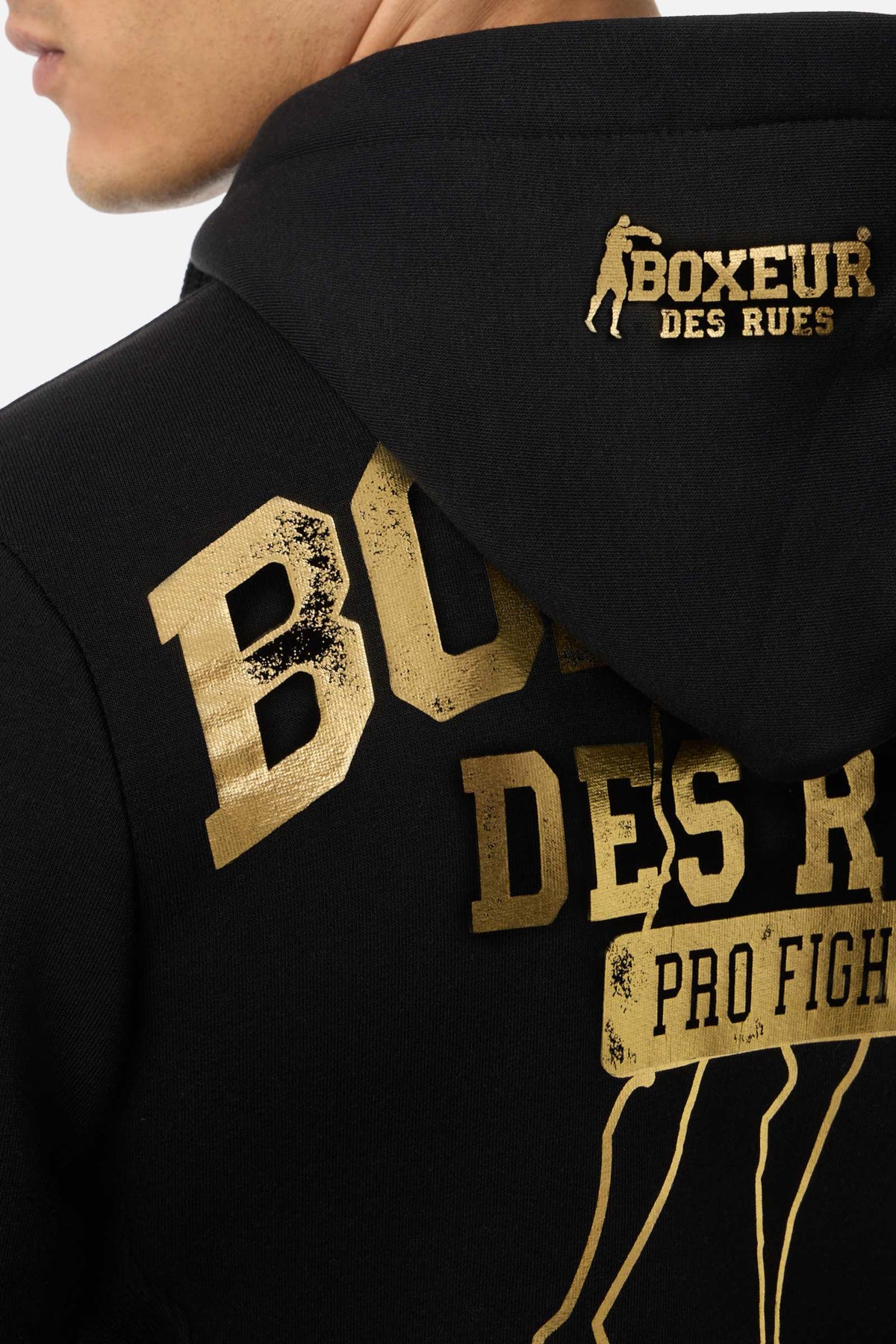 Sweatjacke Hooded Full Zip in Black-Gold Sweatjacken Boxeur des Rues
