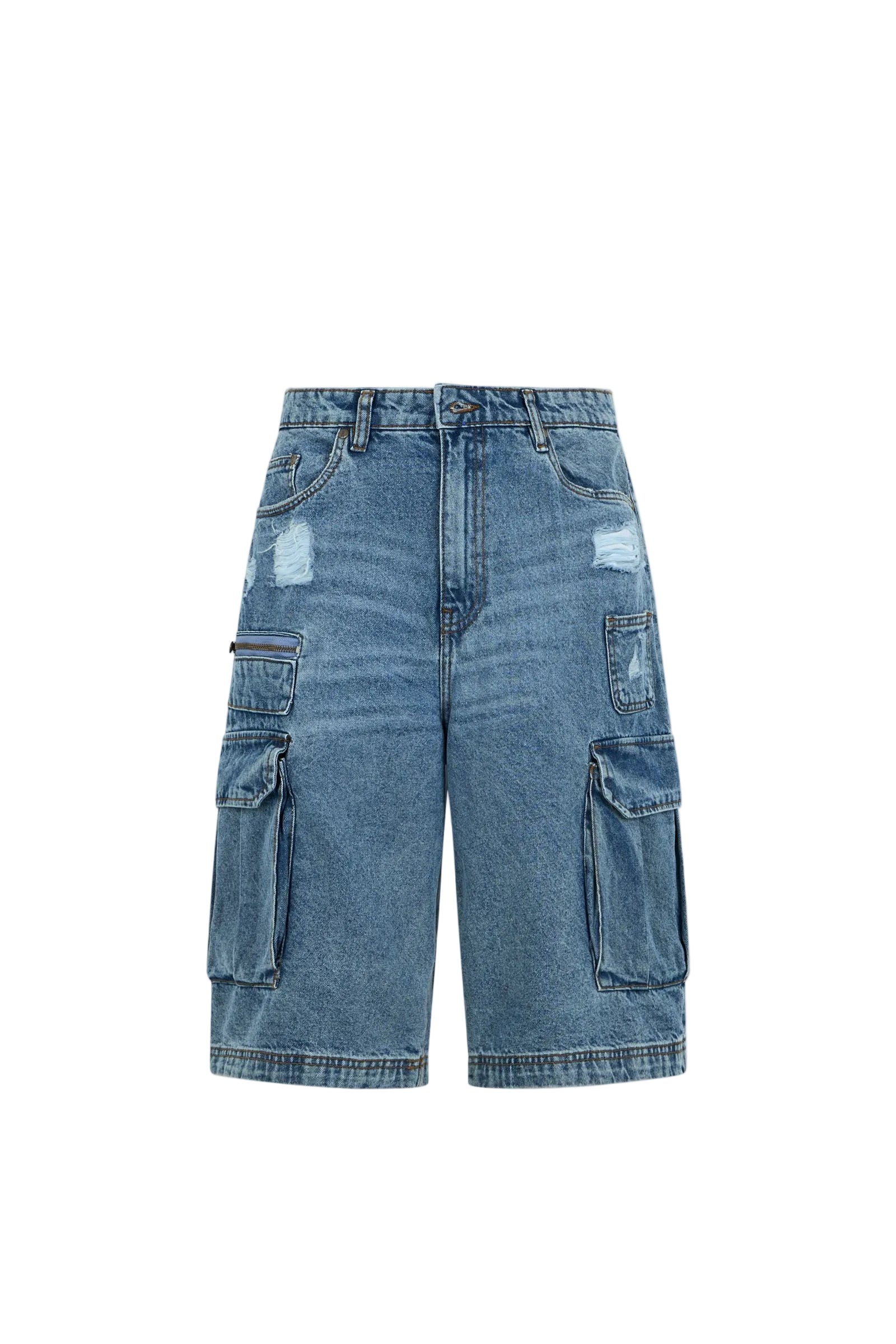 Multi Pocket Short Jeans in Mid Blue Jeansshorts Boxeur des Rues