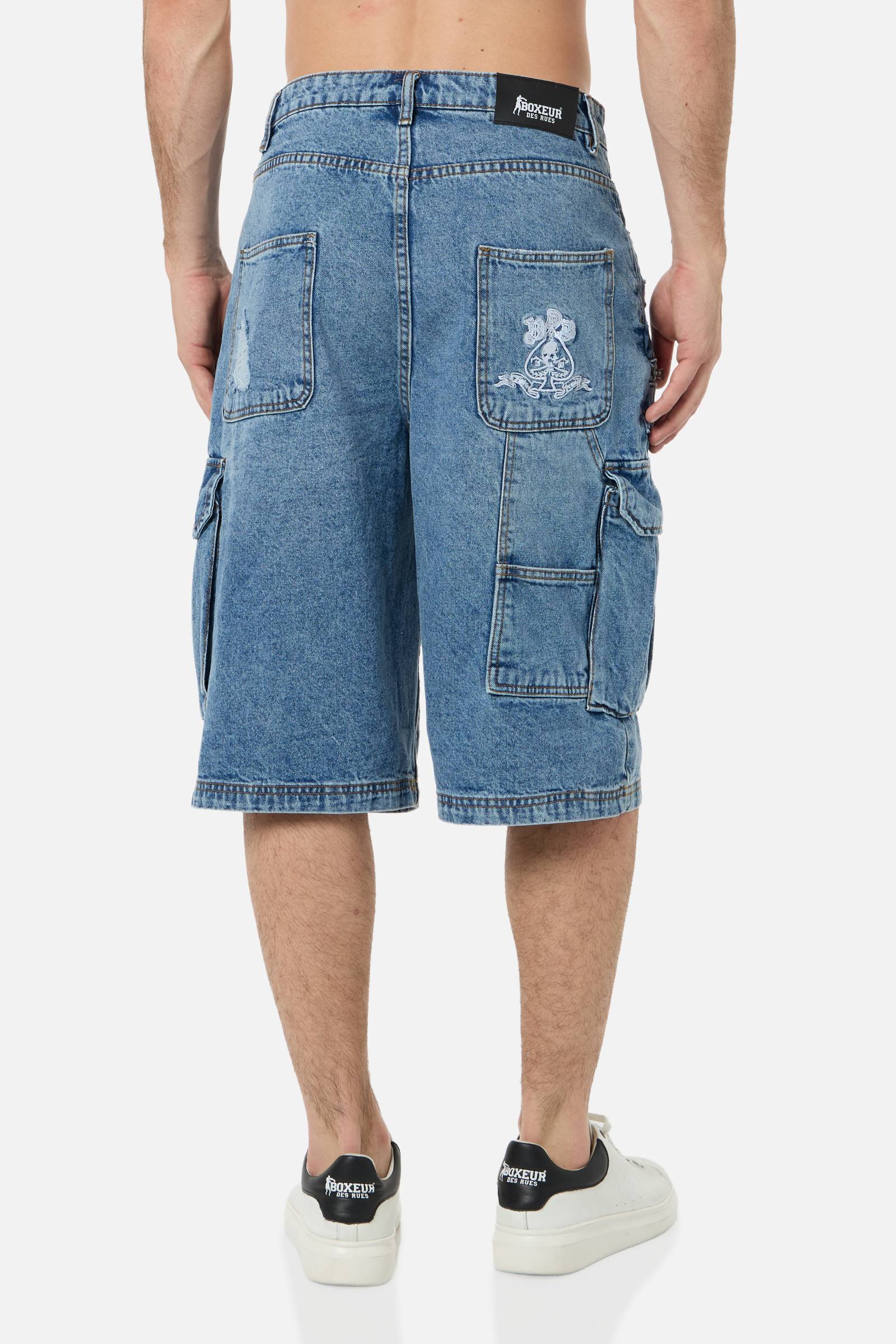 Multi Pocket Short Jeans in Mid Blue Jeansshorts Boxeur des Rues