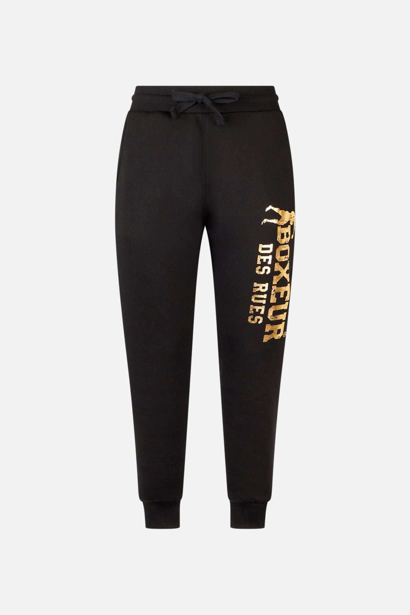 Slim Fit Sweatpant With Logo in Black-Gold Hosen Boxeur des Rues   