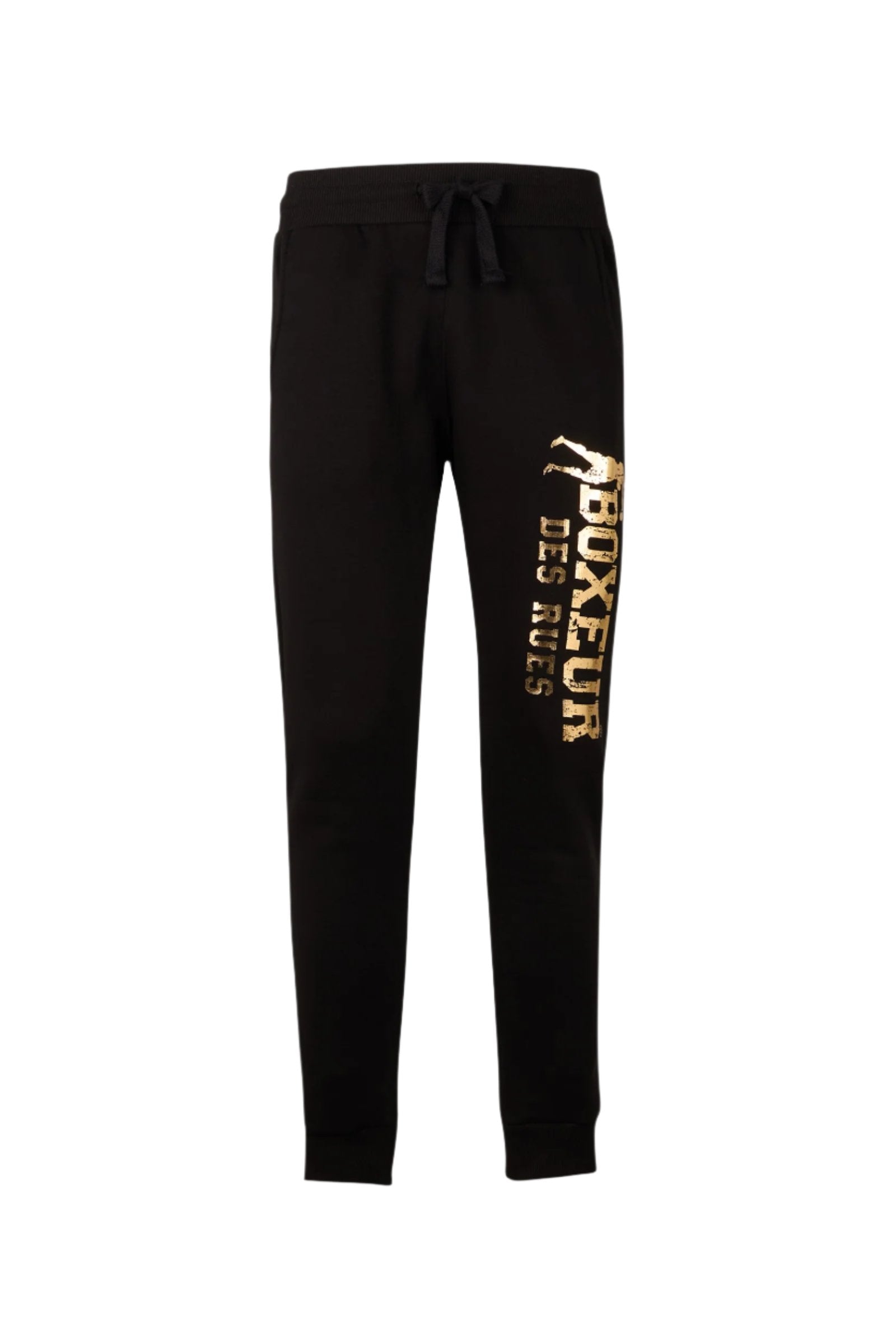 Slim Fit Sweatpant With Logo in Black-Gold Hosen Boxeur des Rues