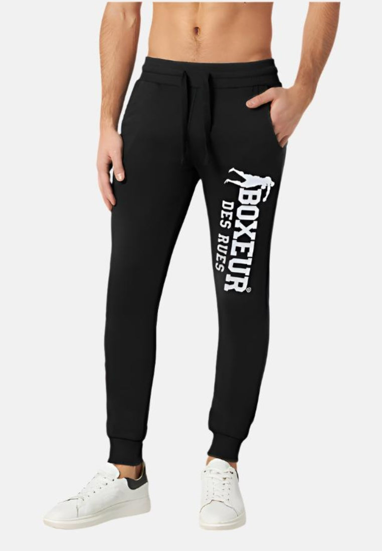 Slim Fit Sweatpant With Logo in Black-White Hosen Boxeur des Rues