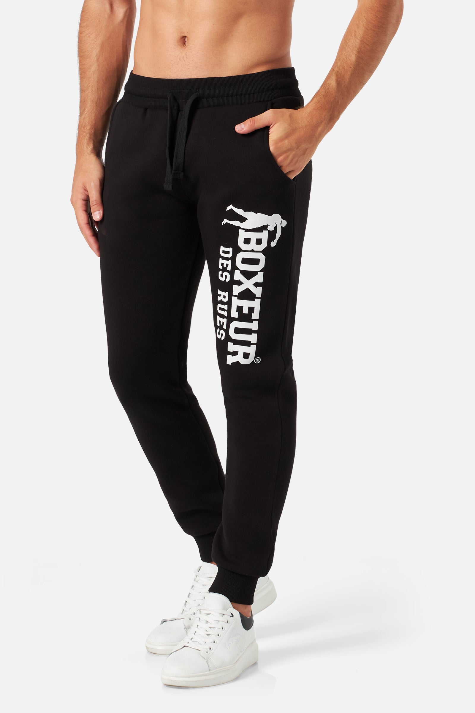 Slim Fit Sweatpant With Logo in Black-White Hosen Boxeur des Rues