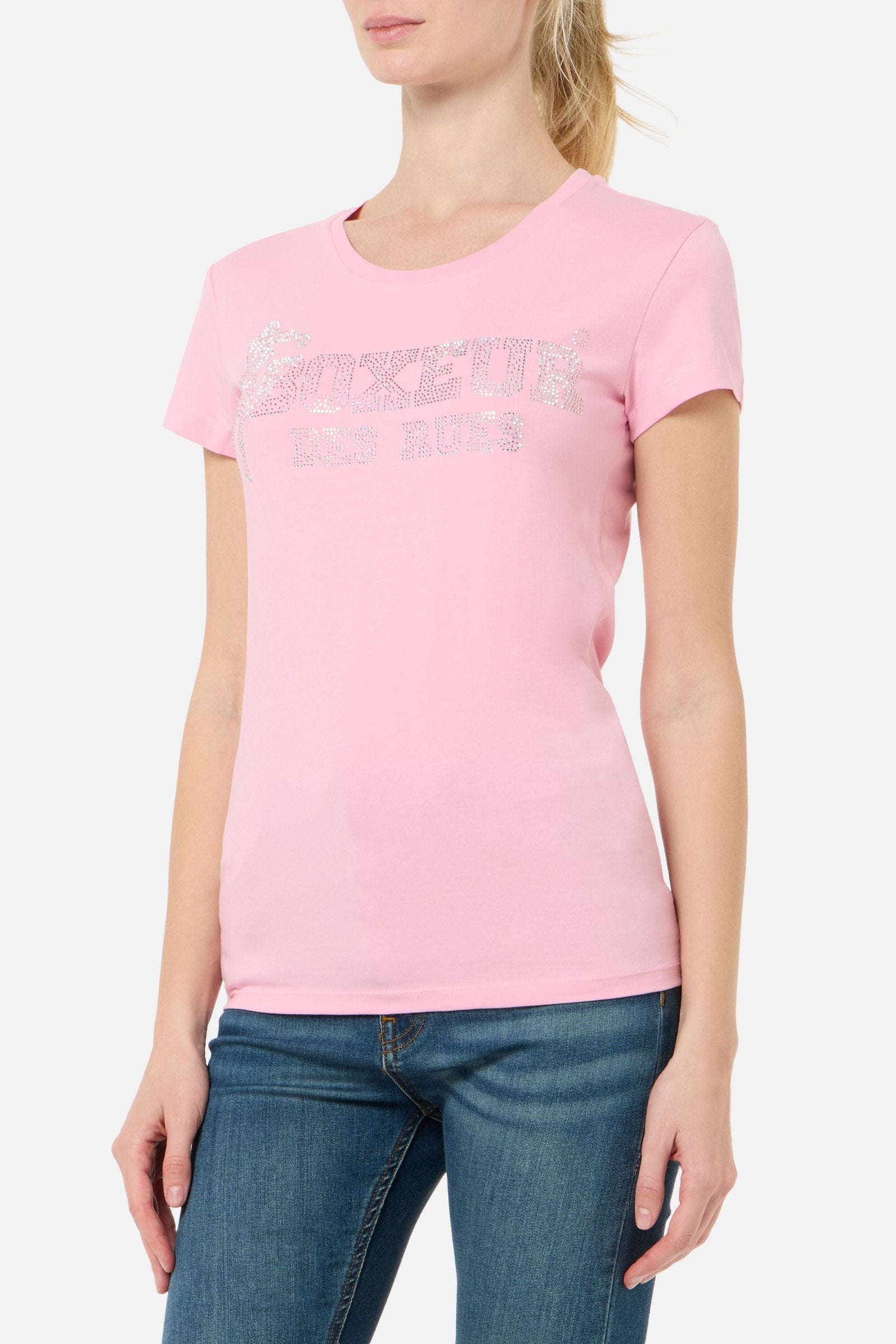 Rhinestone Logo T-Shirt in Candy Pink T-Shirts Boxeur des Rues