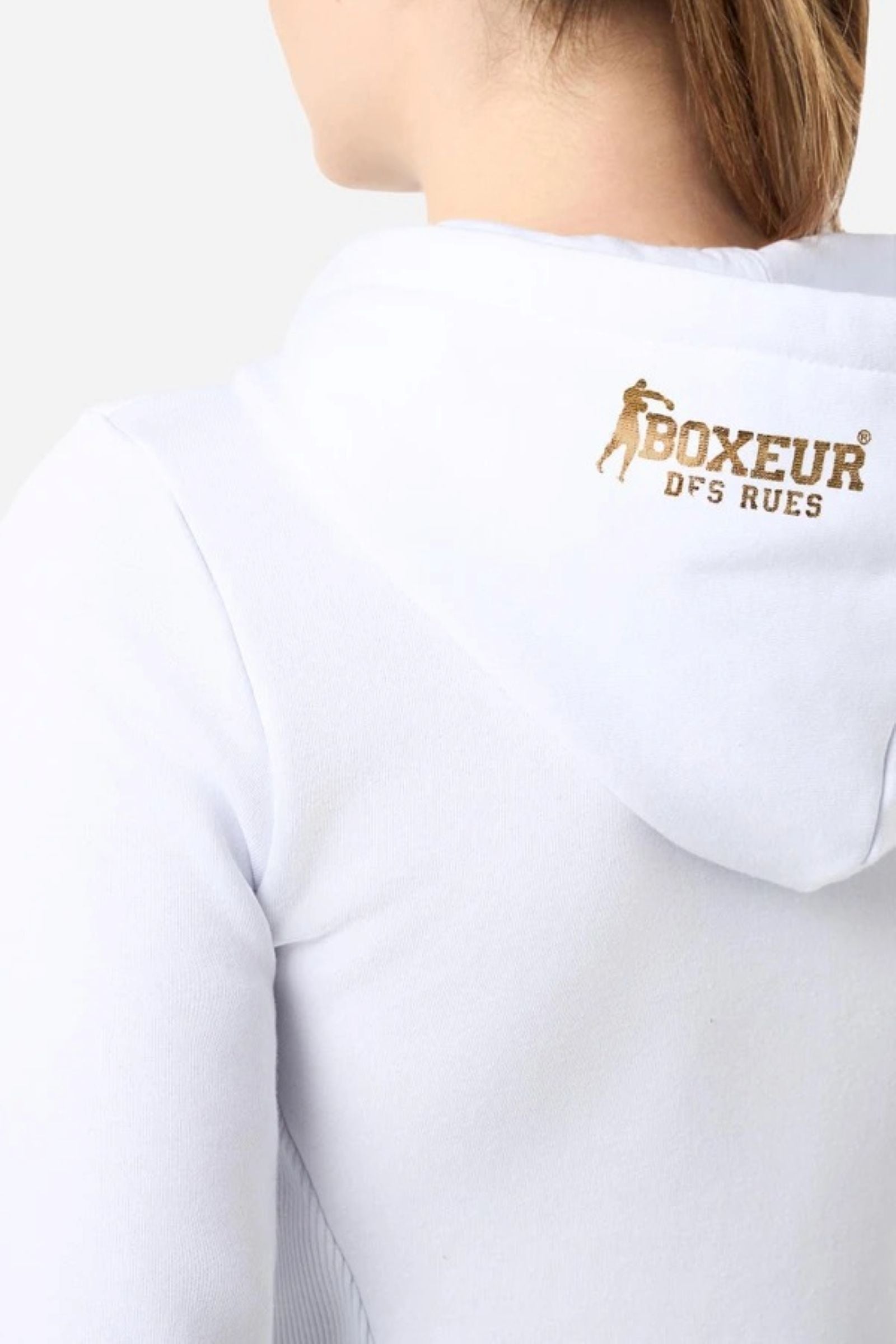 Basic Logo Full Zip Sweatshirt in White-Gold Sweatjacken Boxeur des Rues