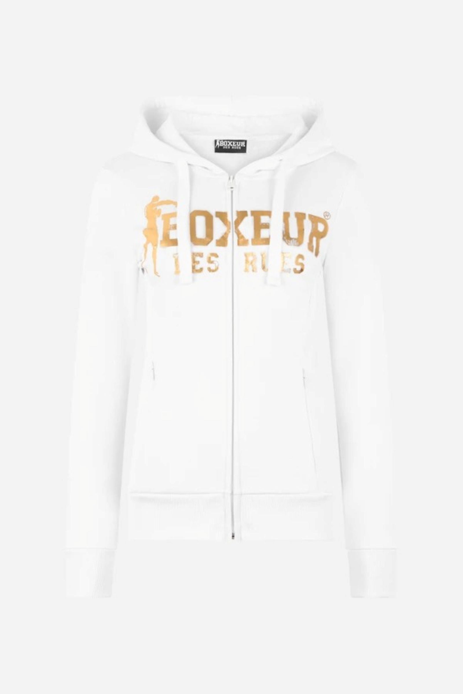Basic Logo Full Zip Sweatshirt in White-Gold Sweatjacken Boxeur des Rues