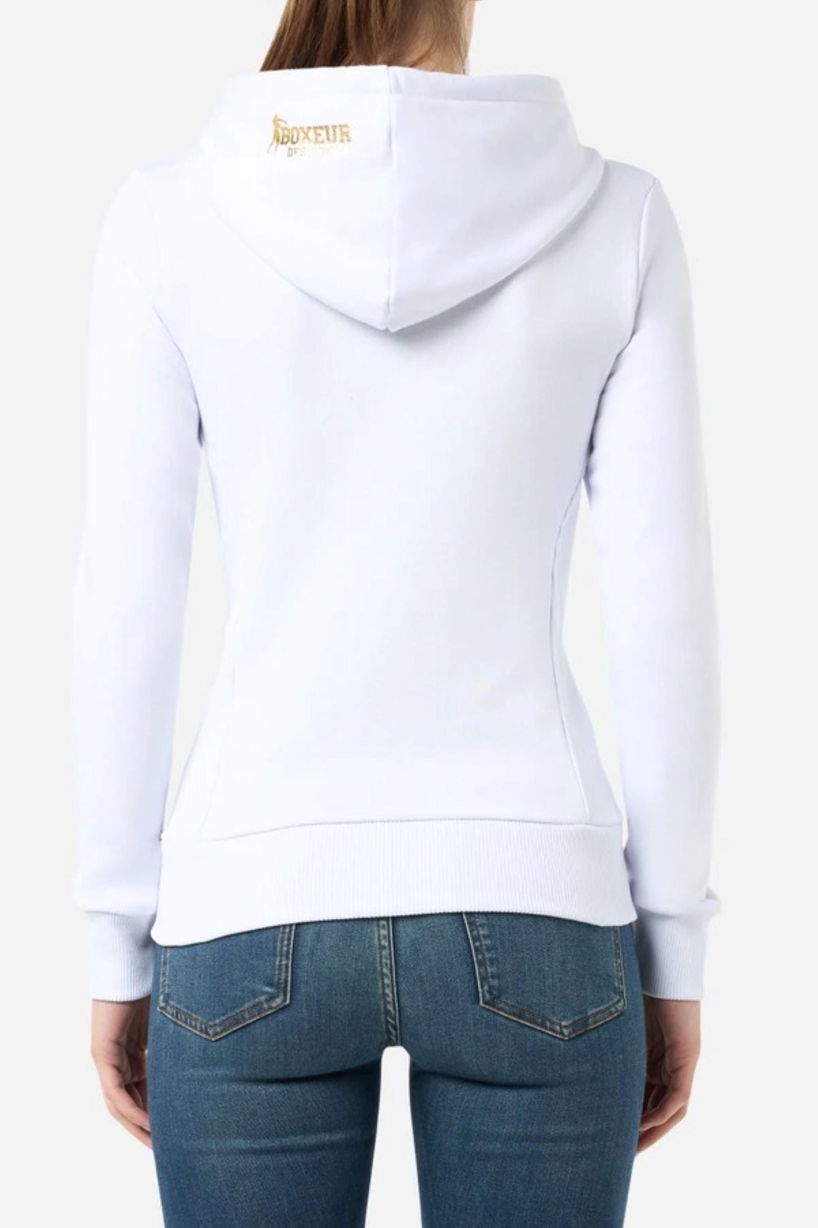 Basic Logo Full Zip Sweatshirt in White-Gold Sweatjacken Boxeur des Rues