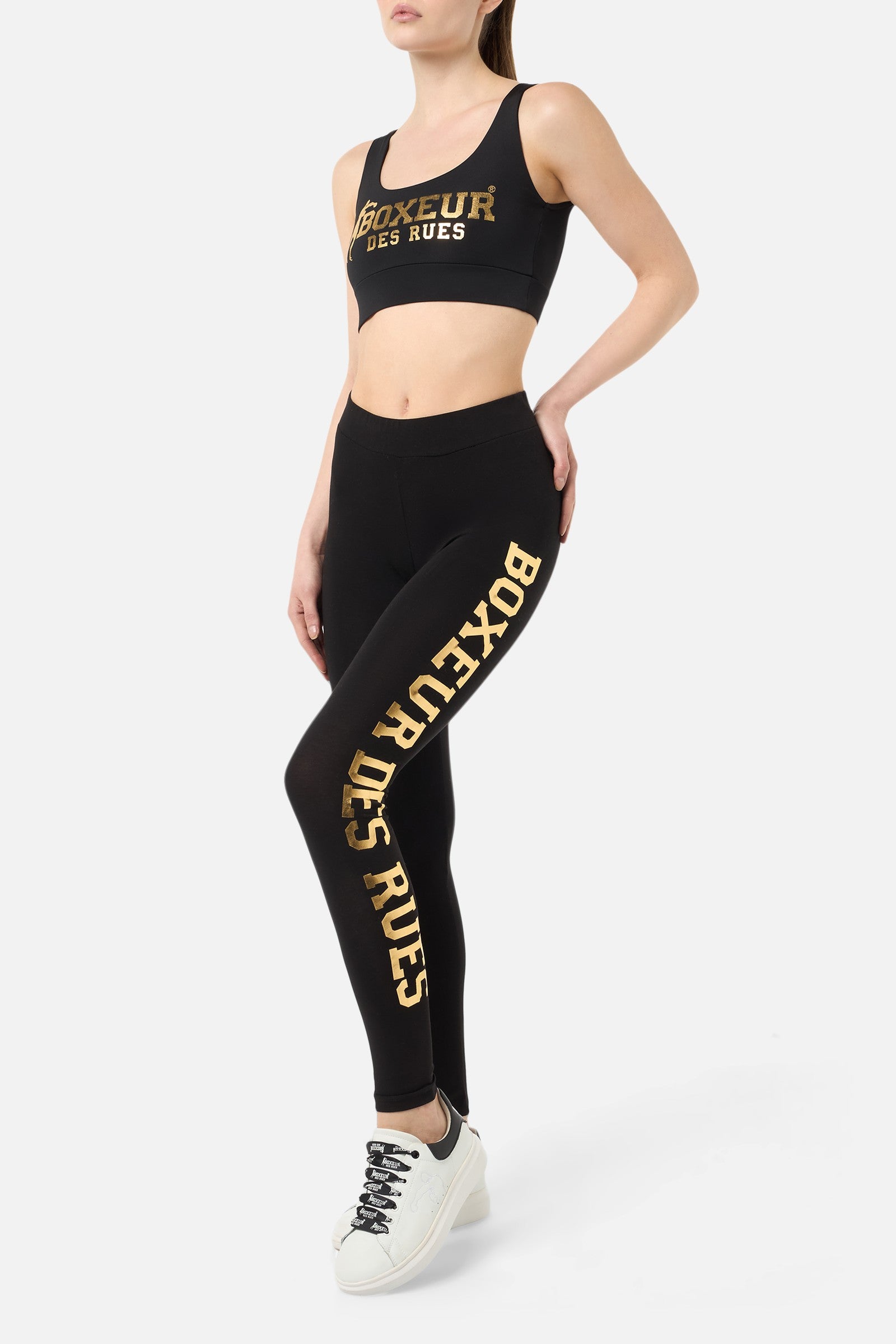 Cotton Leggings in Black-Gold Hosen Boxeur des Rues