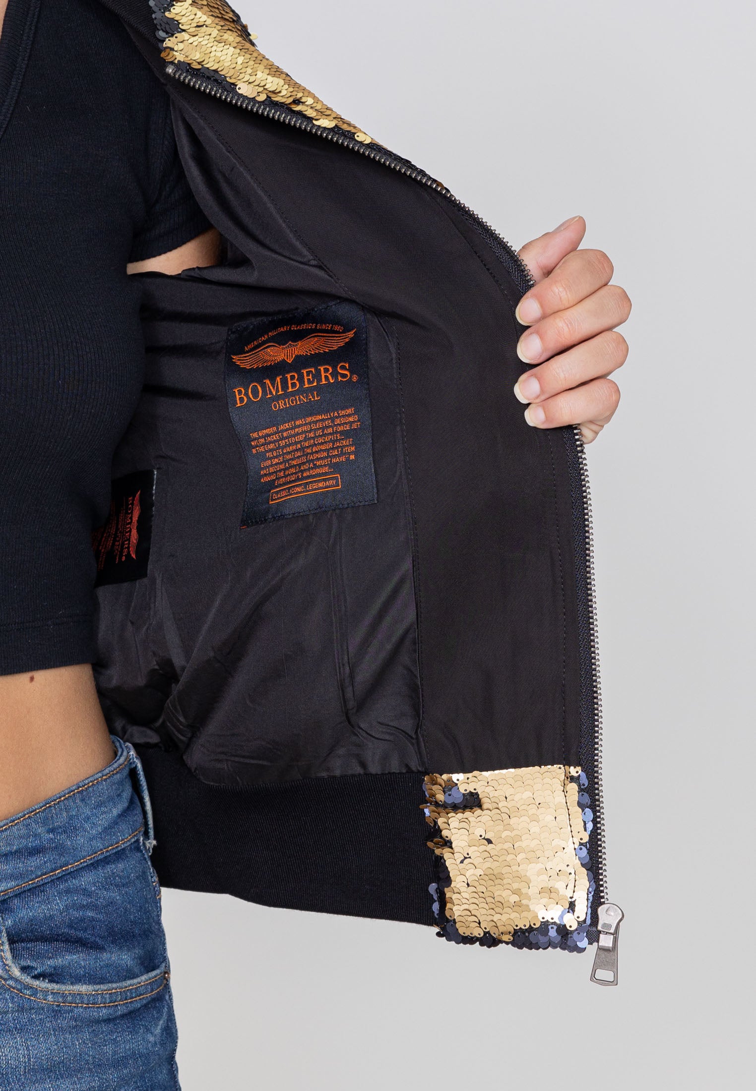 Glitter W Bomberjacke in Gold Jacken Bombers Original
