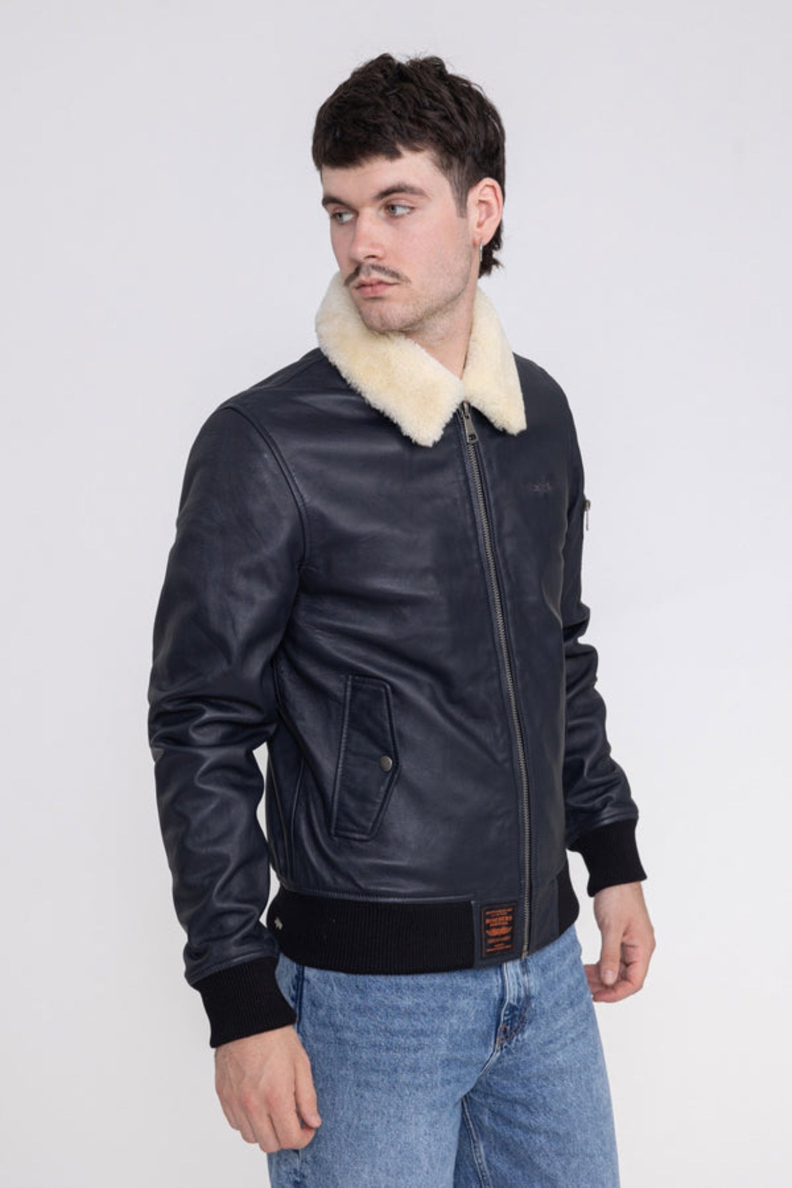 Iceman M Lederjacke in Black Jacken Bombers Original