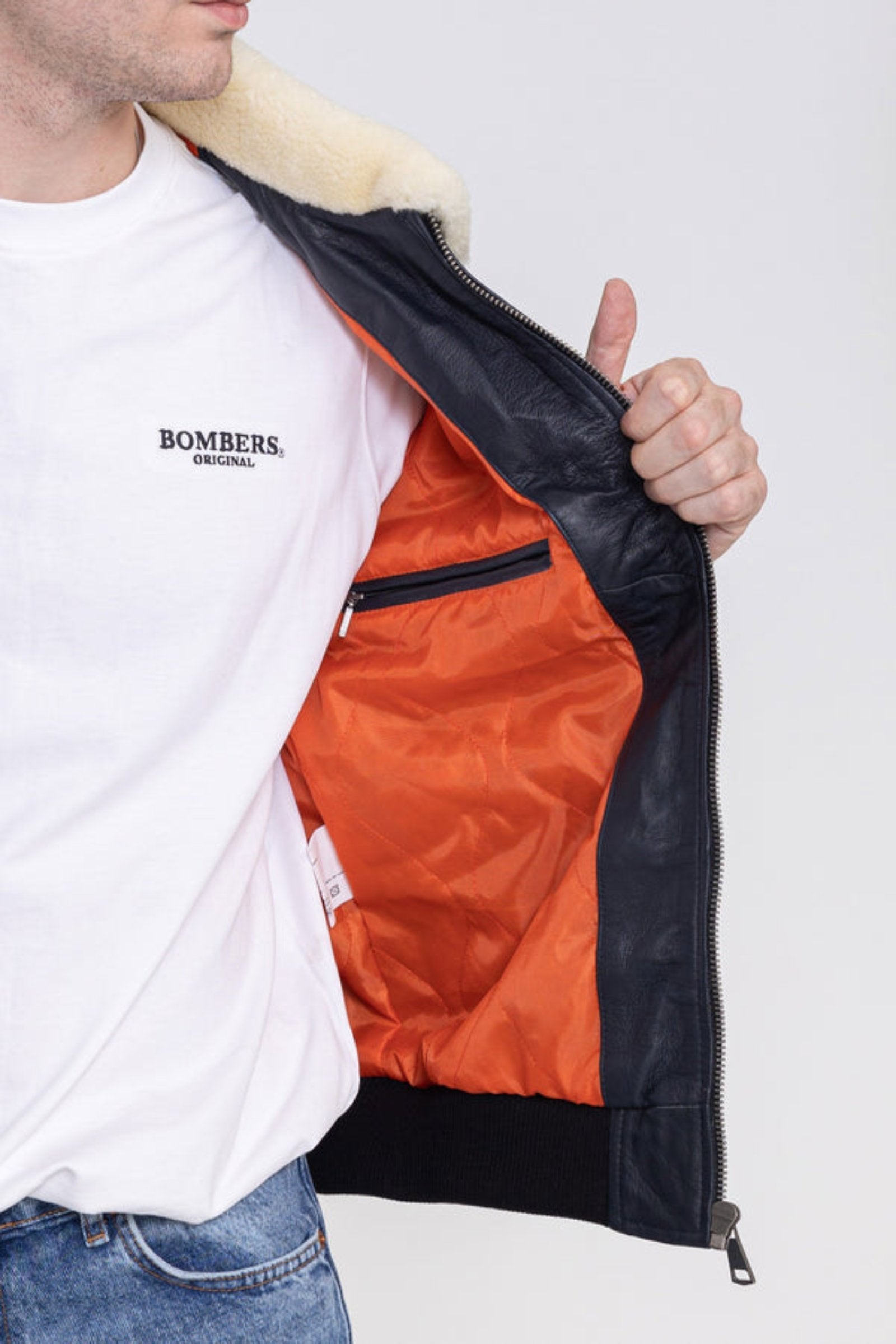 Iceman M Lederjacke in Black Jacken Bombers Original
