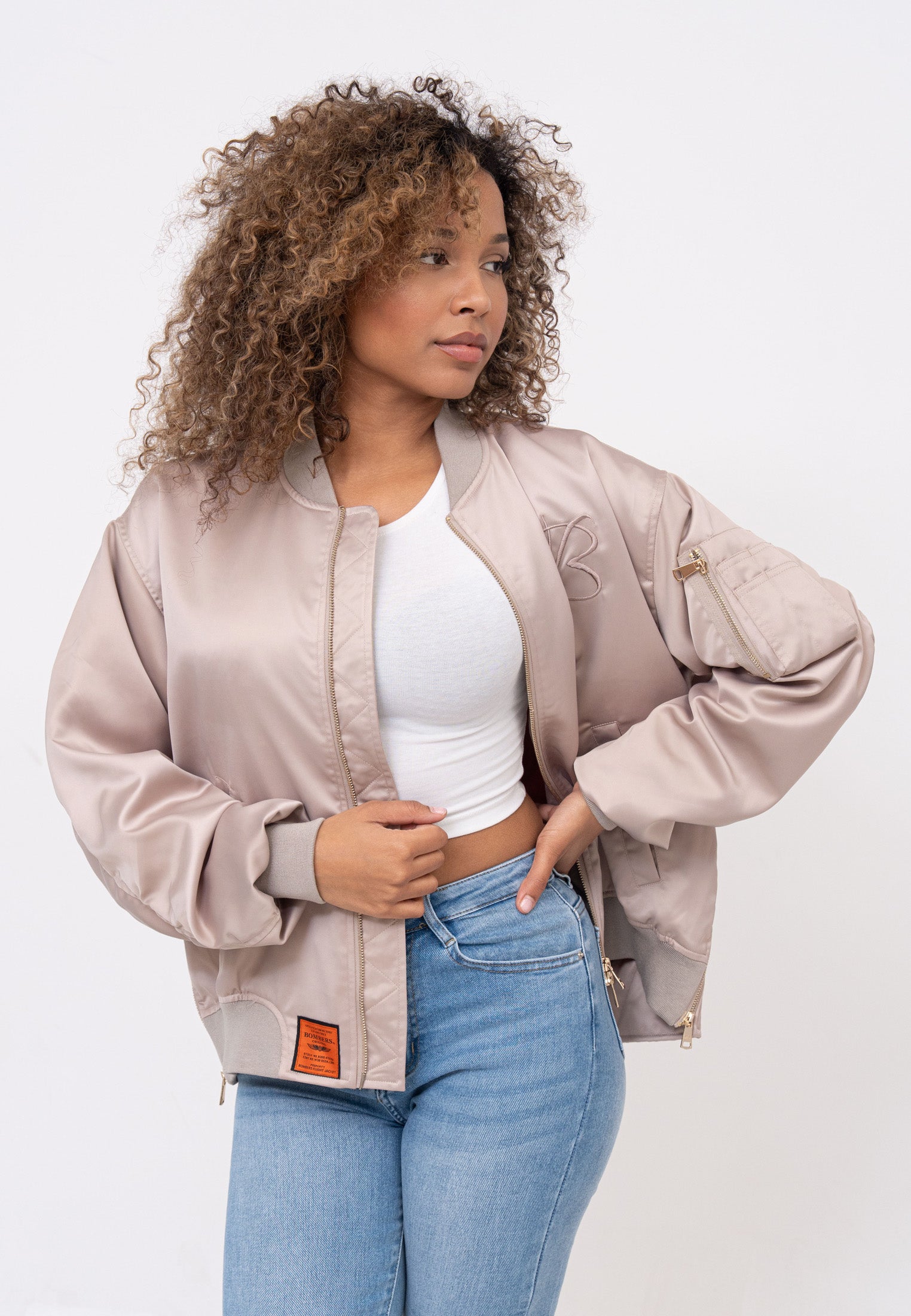 Kansas W Bomberjacke in Taupe Jacken Bombers Original