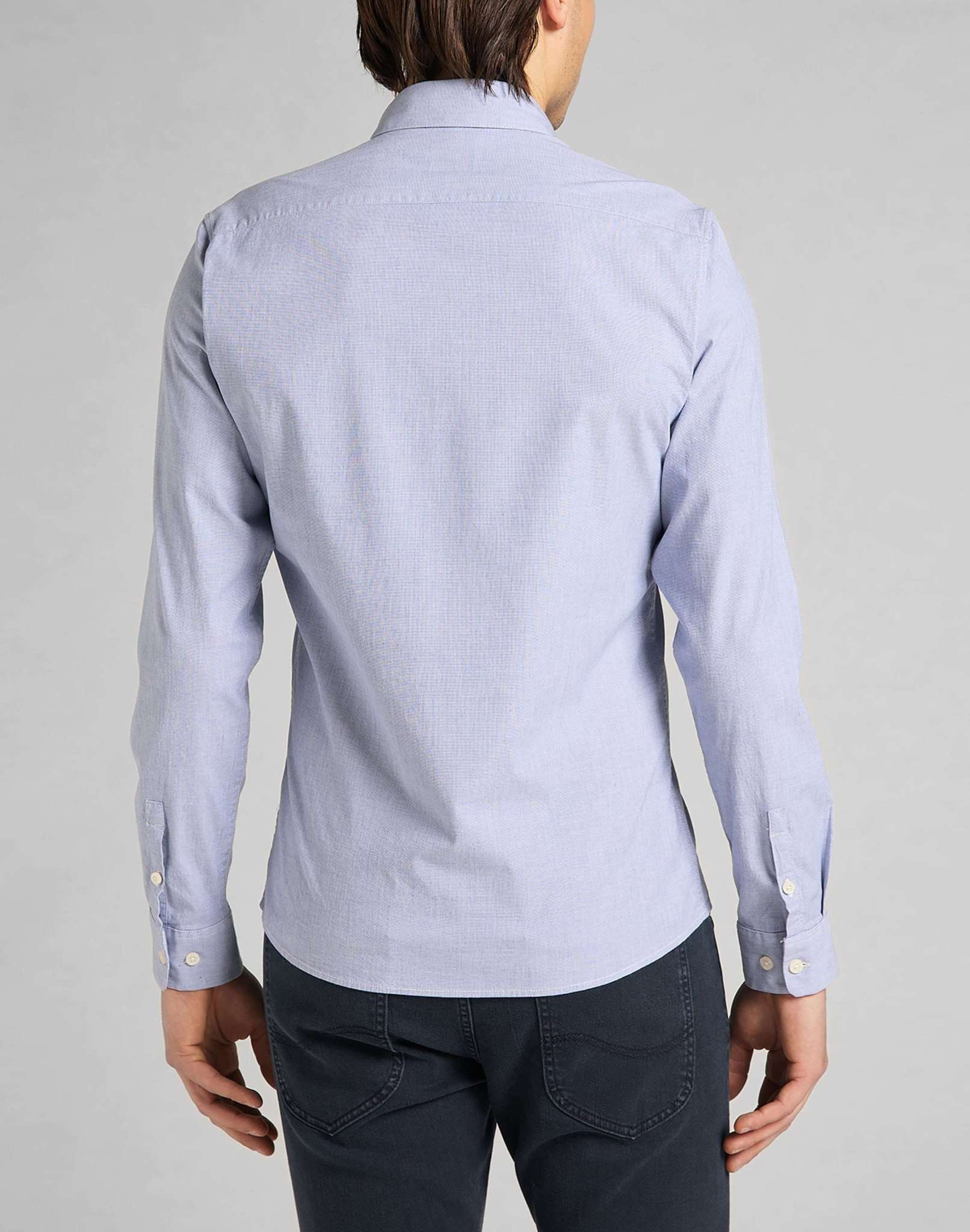 Slim Button Down Shirt in Washed Blue Hemden Lee