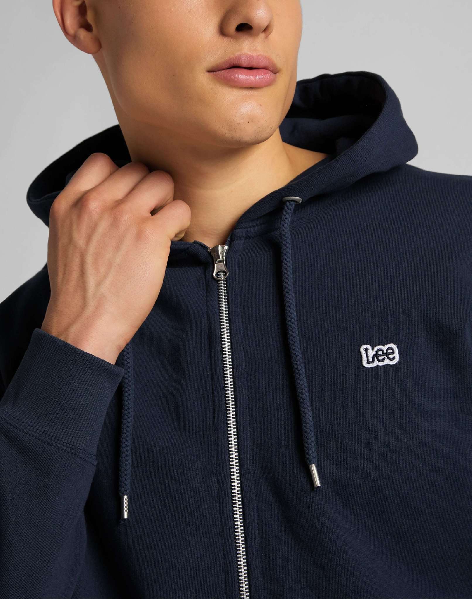 Basic Zip Through Hoodie in Navy Sweatjacken Lee