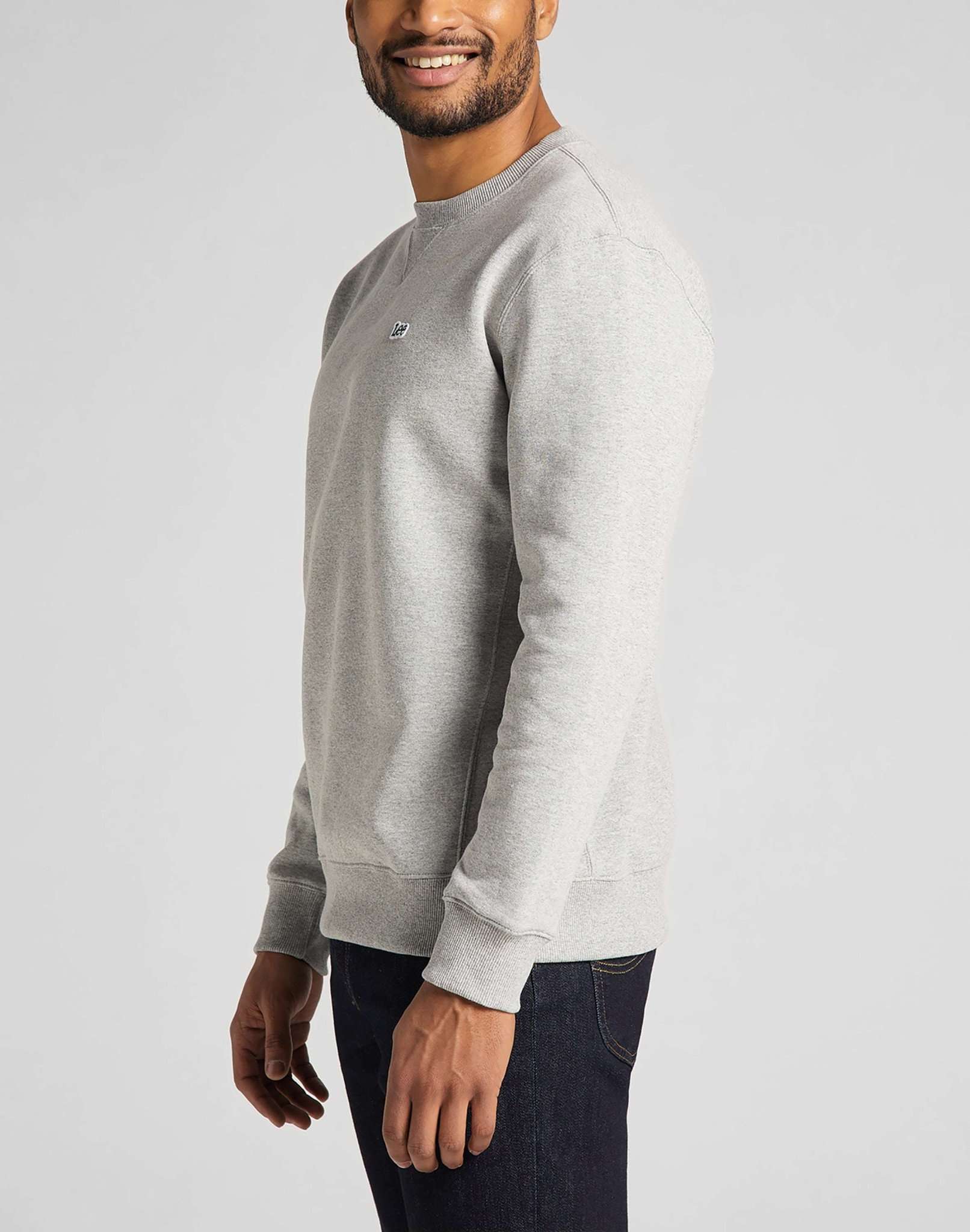 Plain Crew Sweatshirt in Grey Melange Sweatshirts Lee