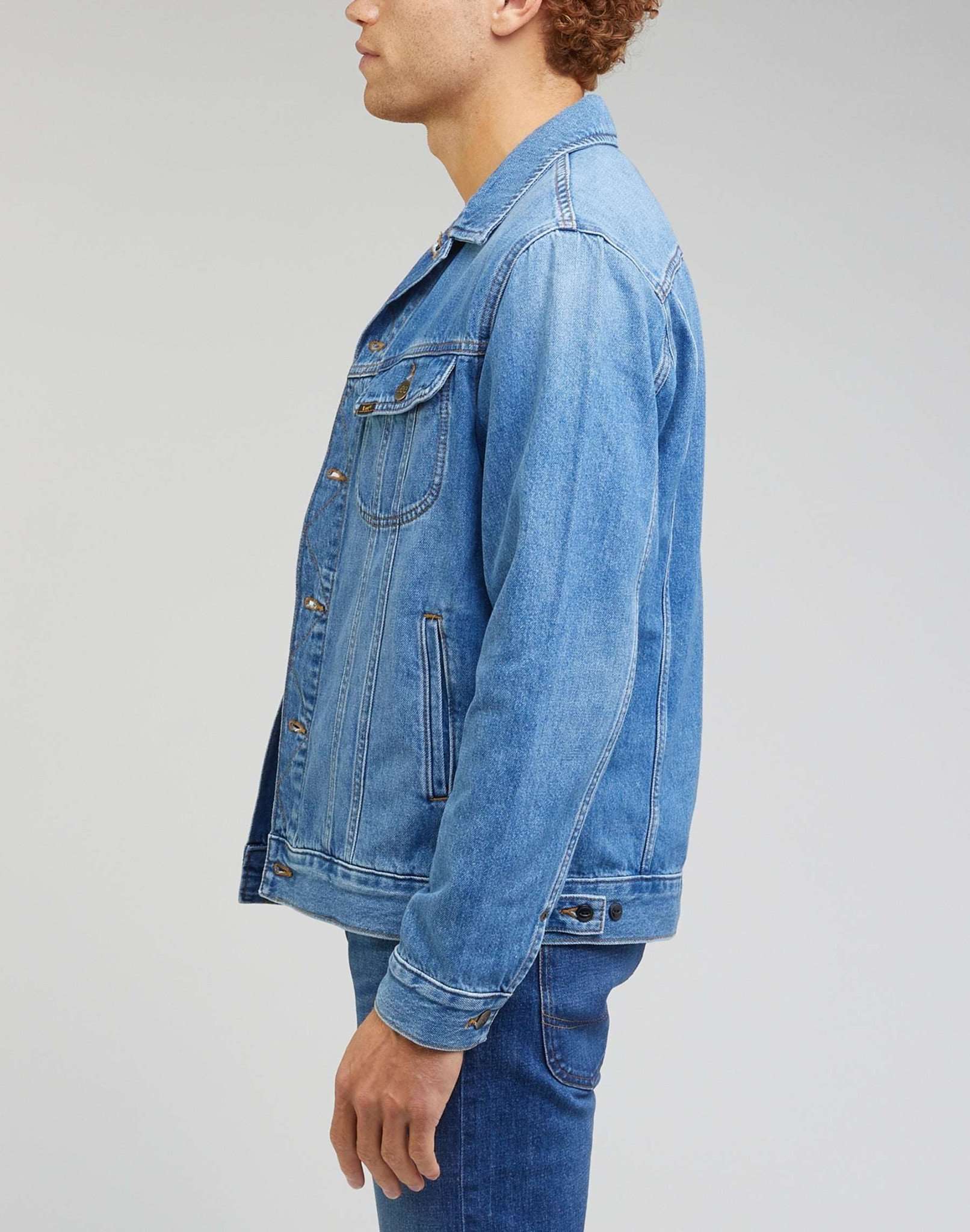Rider Jacket in Blue Bird Mid Worn Jeansjacken Lee