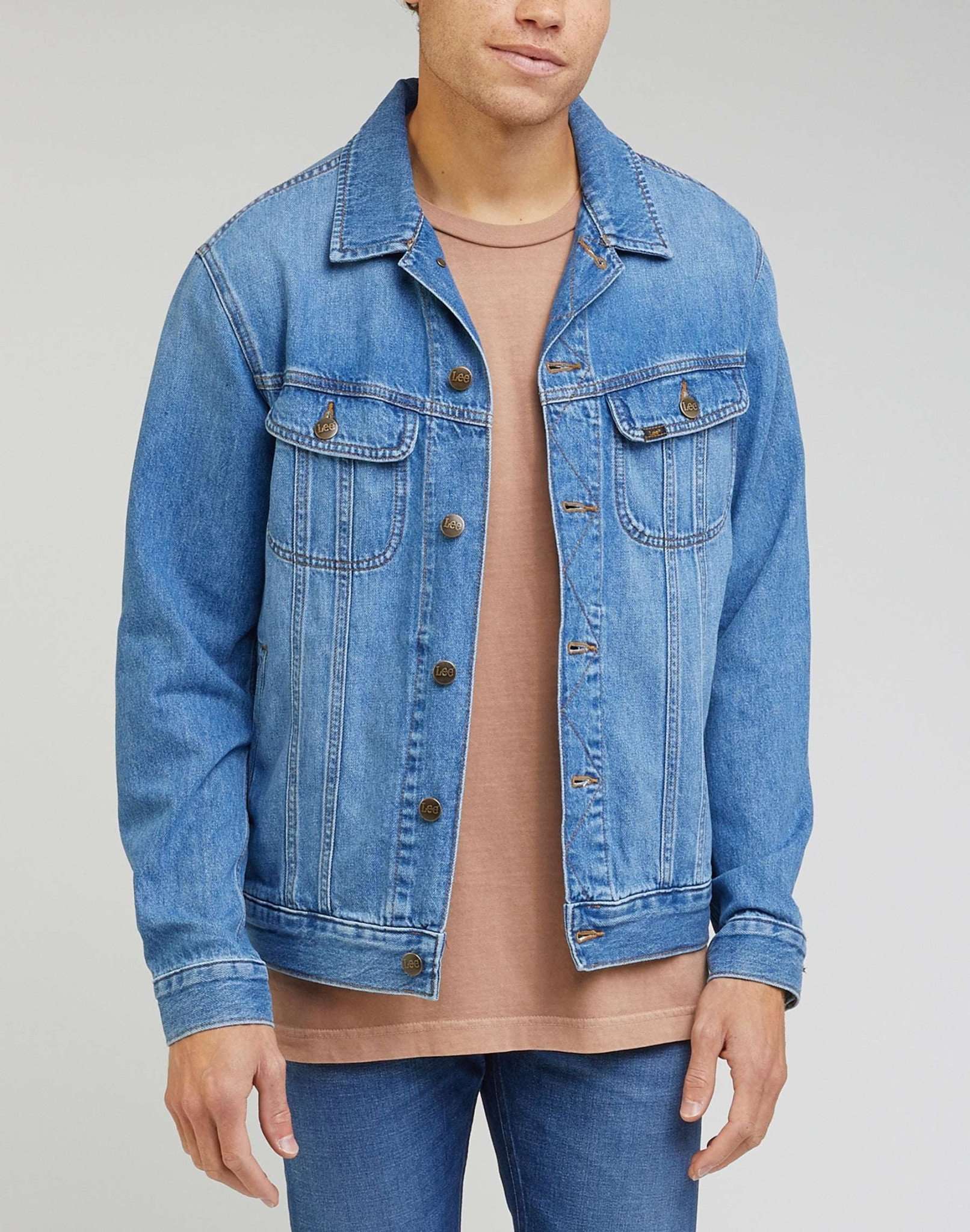 Rider Jacket in Blue Bird Mid Worn Jeansjacken Lee