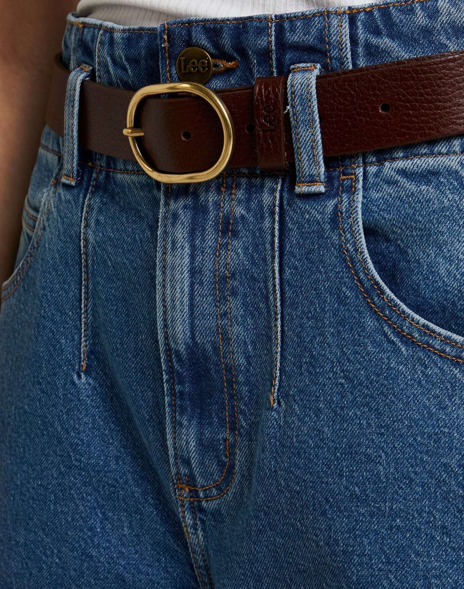 Wide Leather Belt in Dark Brown Gürtel Lee