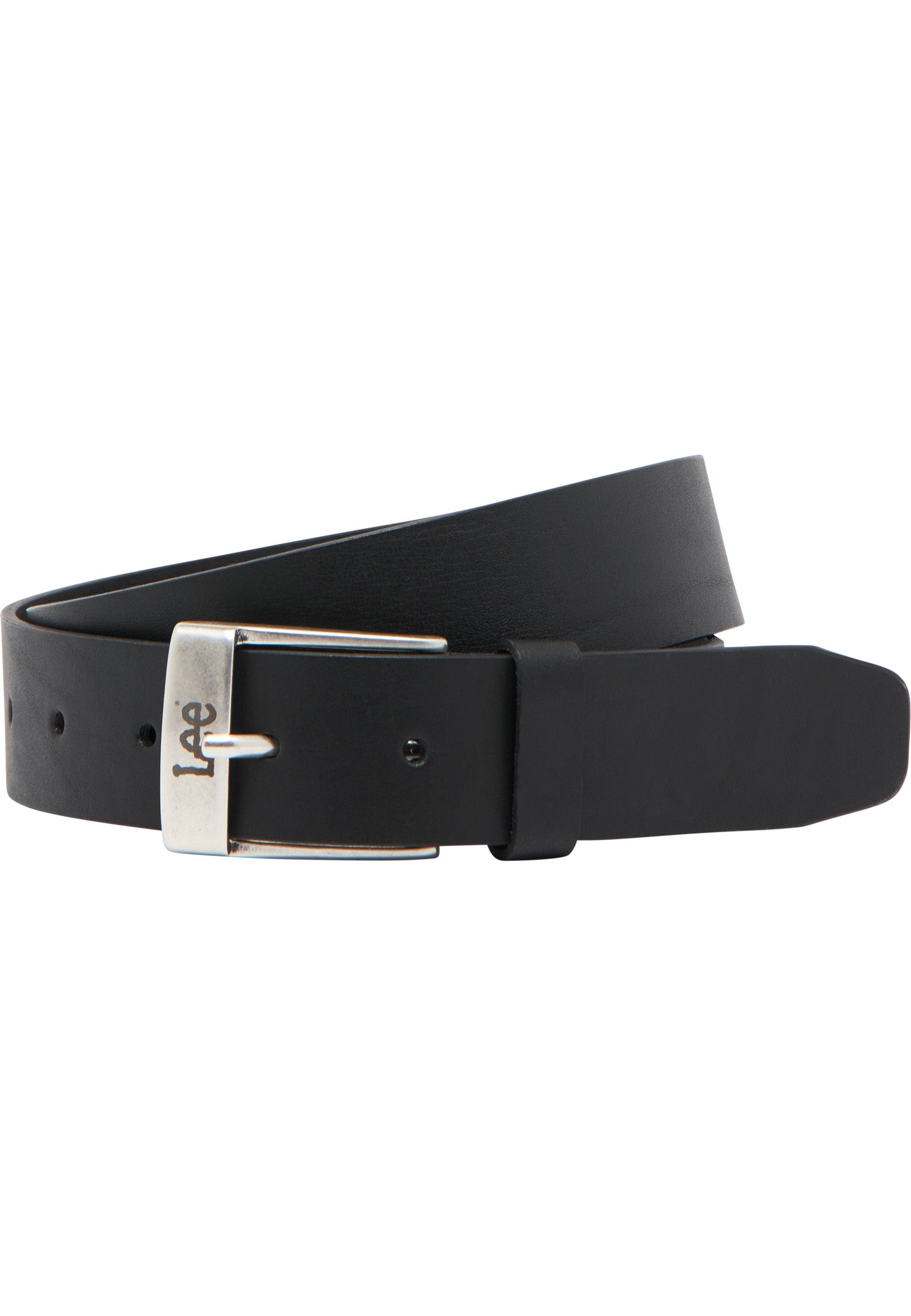 Leather Belt Logo Buckle in Black Gürtel Lee