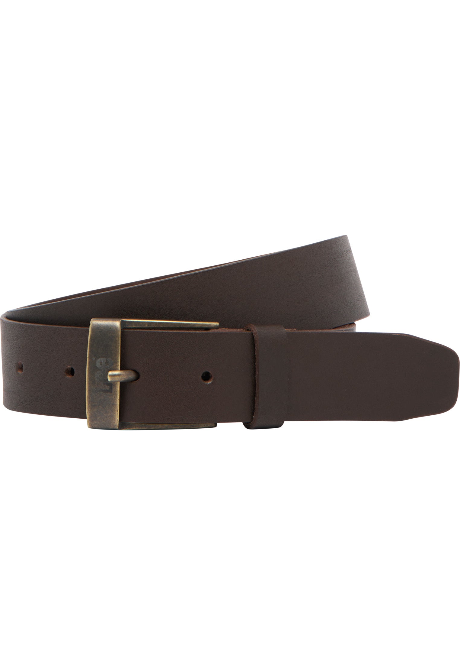 Leather Belt Logo Buckle in Dark Brown Gürtel Lee