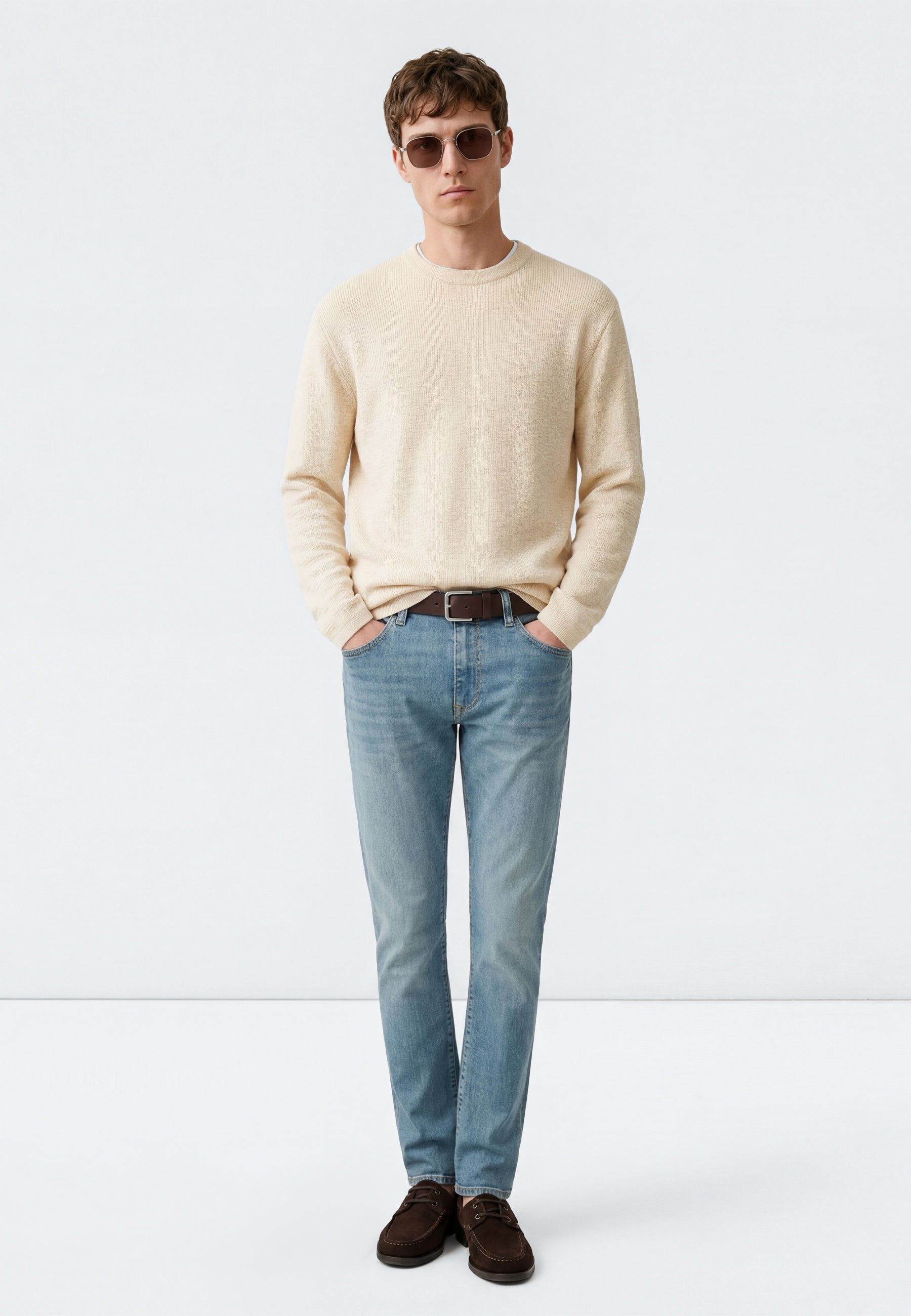 Crew Neck Sweater in Almond Milk Pullover Mavi